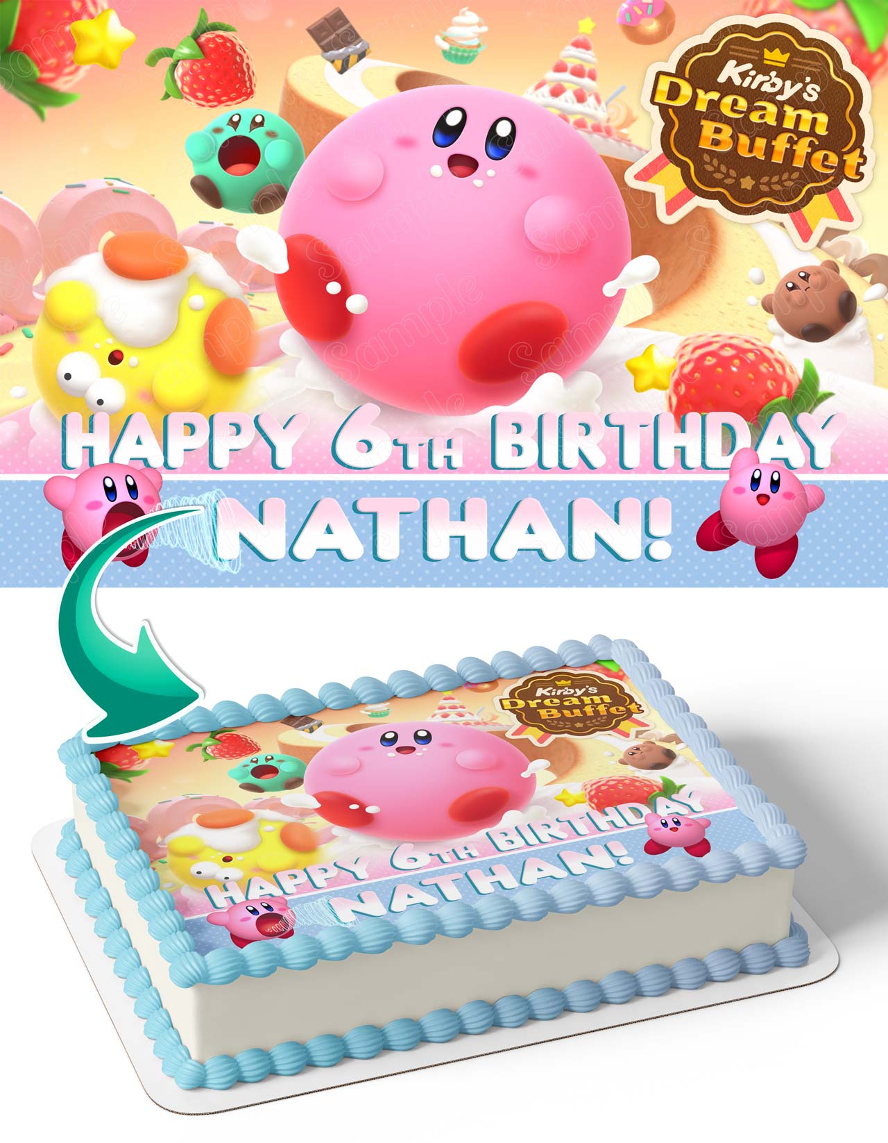 Kirbys Dream Buffet LK Edible Cake Topper