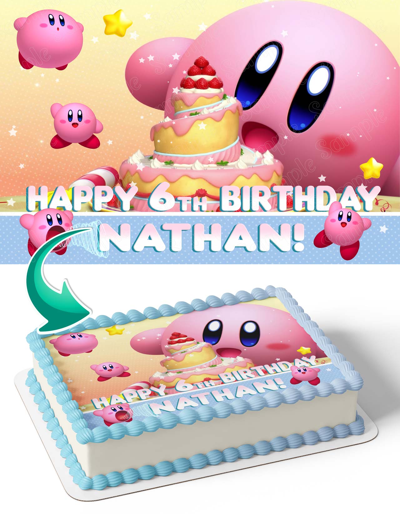 Kirbys Dream Buffet PL Edible Cake Topper