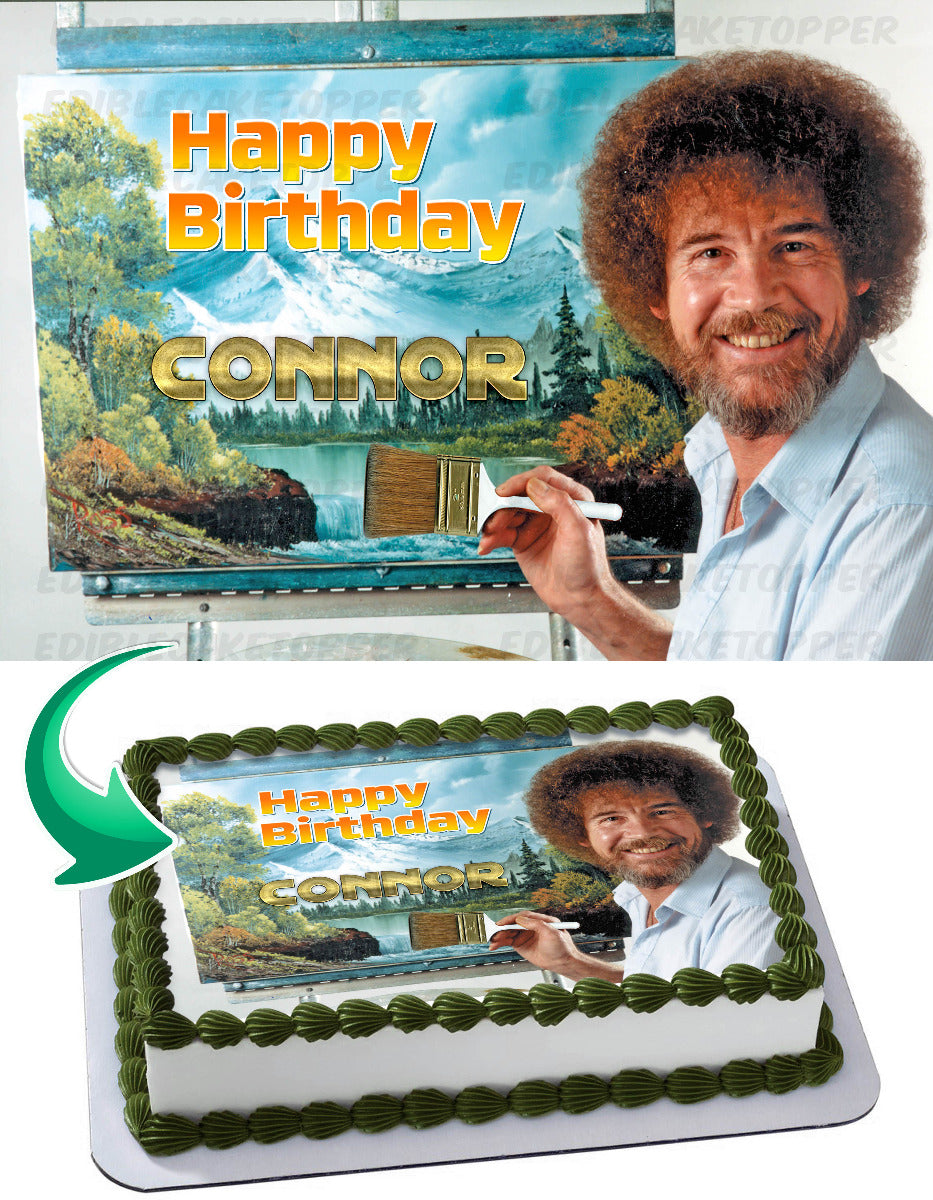Bob Ross Edible Cake Topper