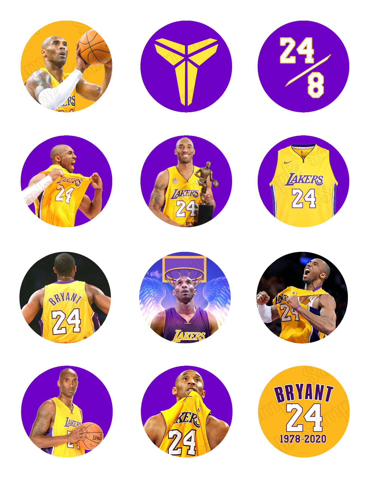 Kobe Bryant Edible Cupcake Toppers – Round Icing Sheet Birthday P - Edible Cake Topper | Icing Sheet | Birthday Cake Decoration