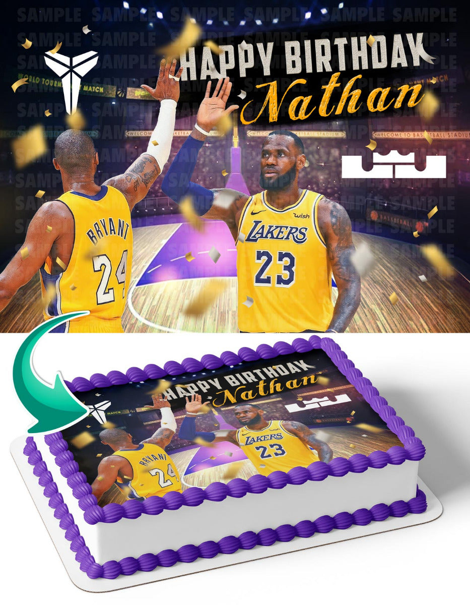 Kobe Bryant Lebron James Lakers Edible Cake Topper
