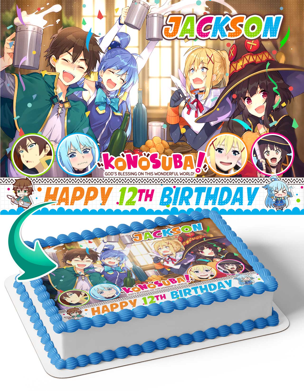 Konosuba KA Edible Cake Topper