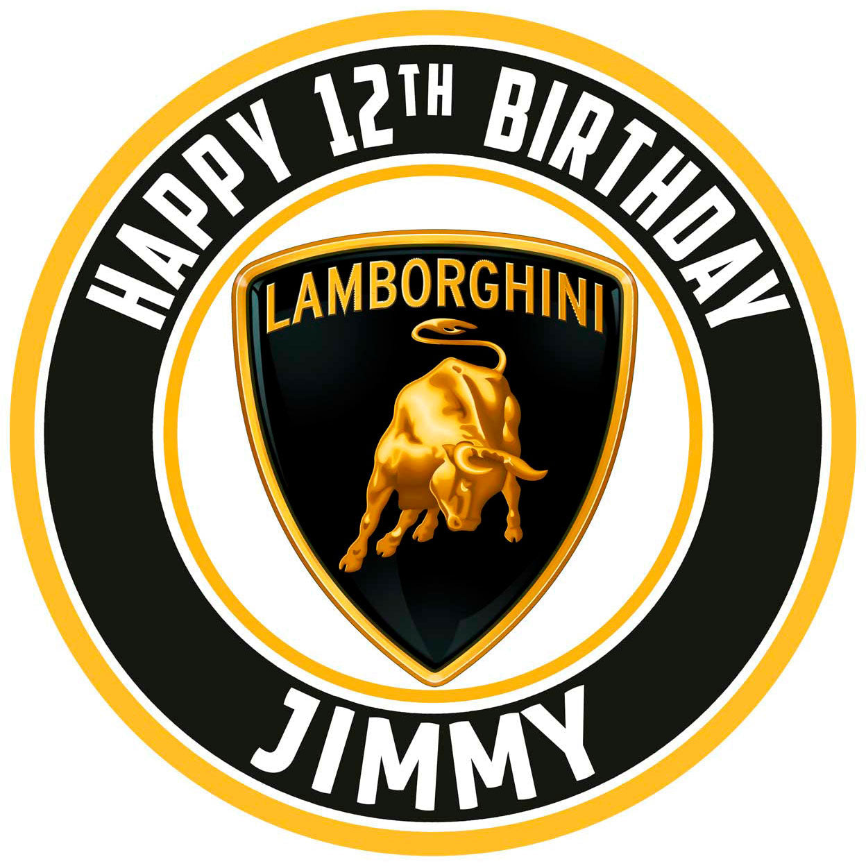 Lambo Lux Cars Fan Round – Icing Sheet Birthday - Personalized Edible Cake Topper | Custom Icing Sheet | Birthday Cake Decoration