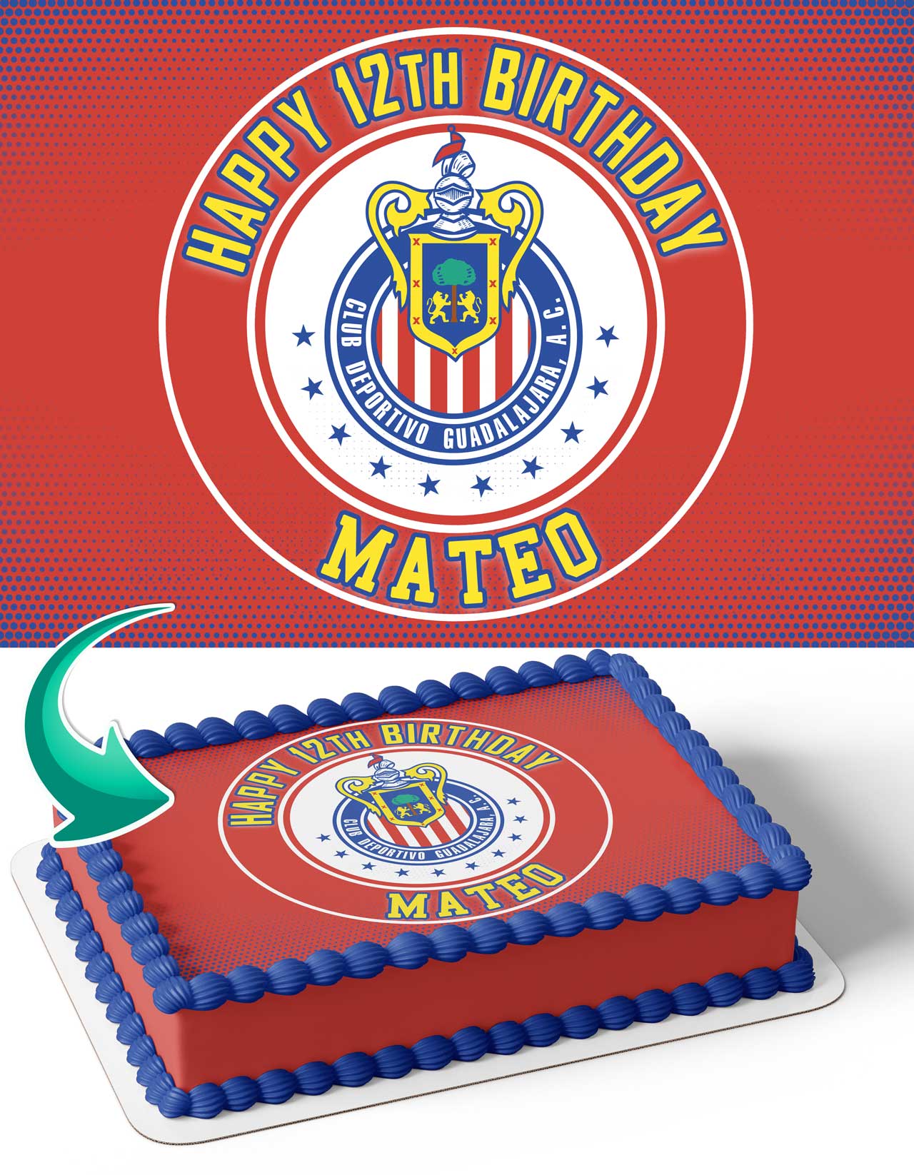 Las Chivas Guadalajara CH Edible Cake Topper