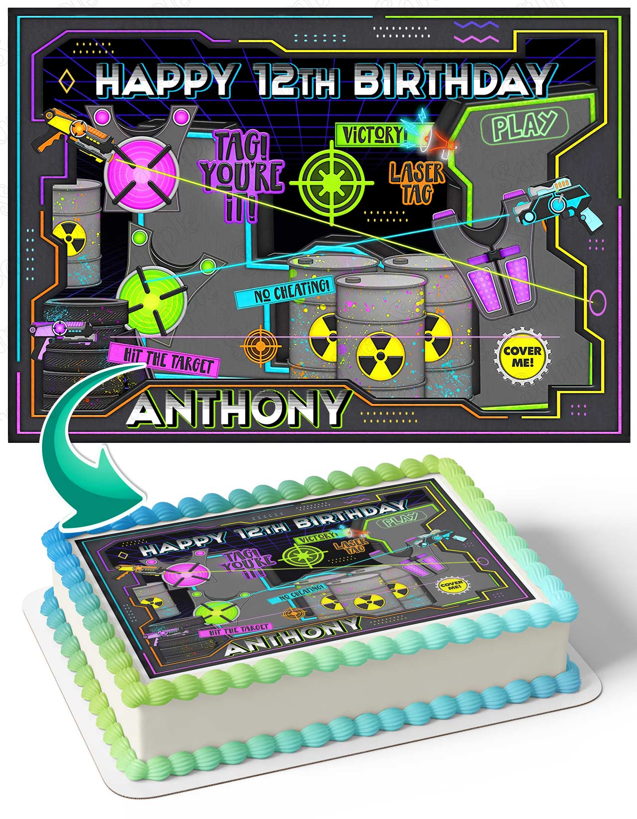 Laser Tag Guns Edible Cake Topper
