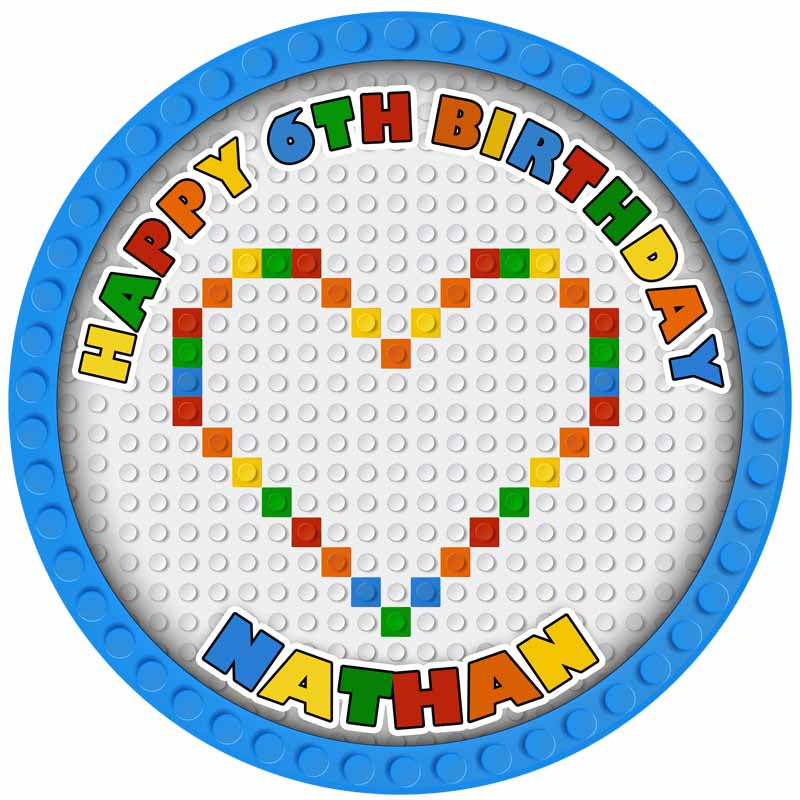 Lego Bricks Kids Fun Themed Round – Icing Sheet Birthday - Personalized Edible Cake Topper | Custom Icing Sheet | Birthday Cake Decoration