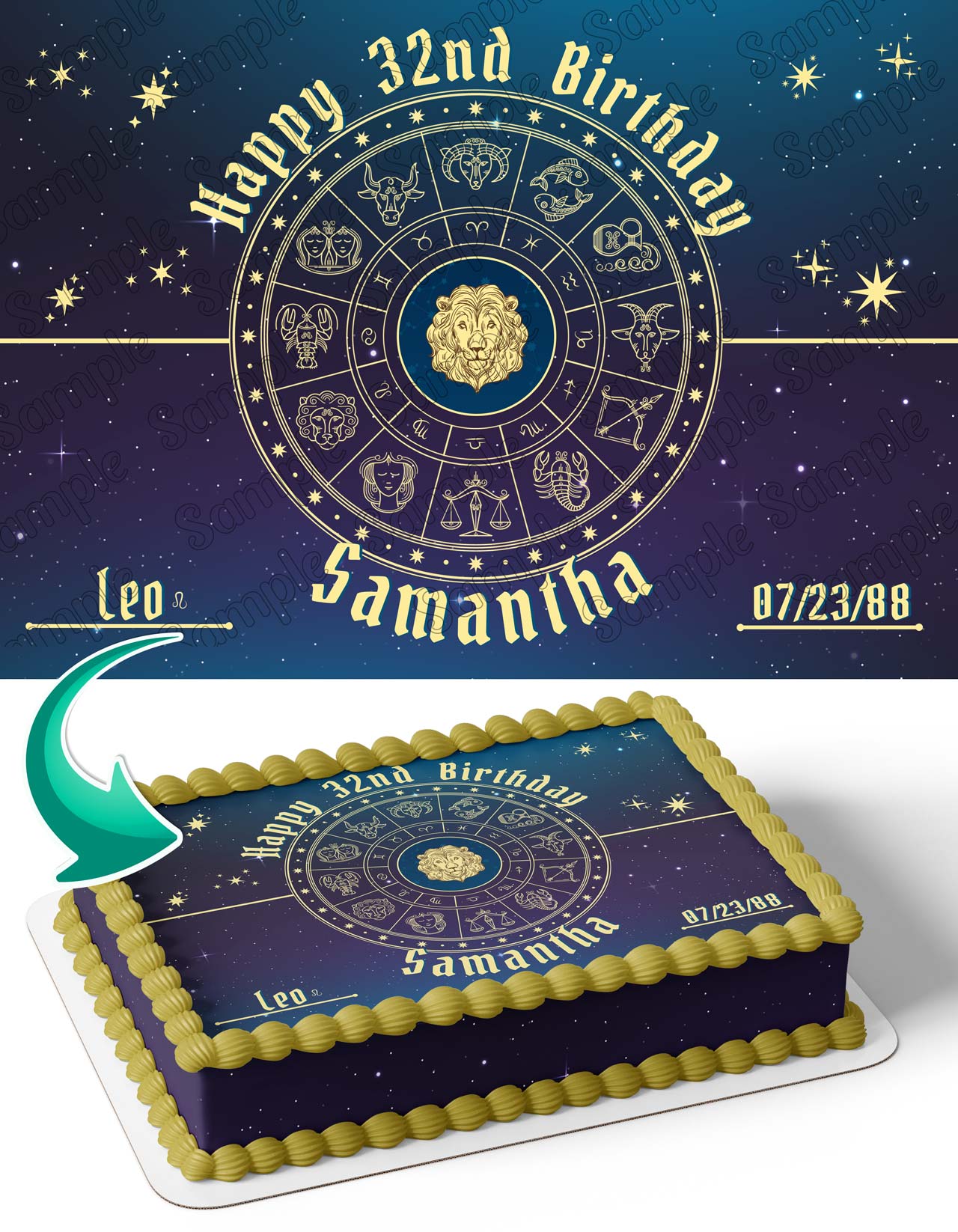 Leo Horoscope Astrology Zodiac Edible Cake Topper