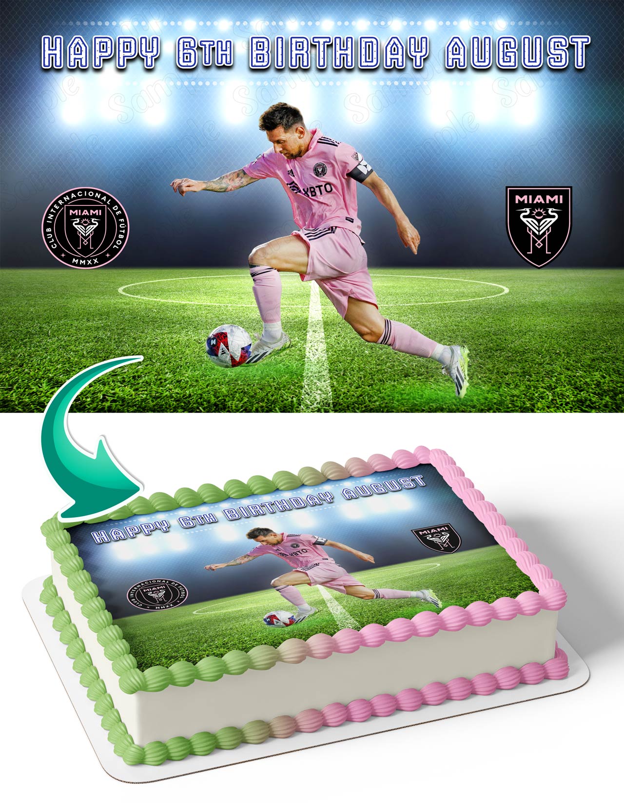 Leo Lionel Messi Star Soccer Inter Miami Edible Cake Topper