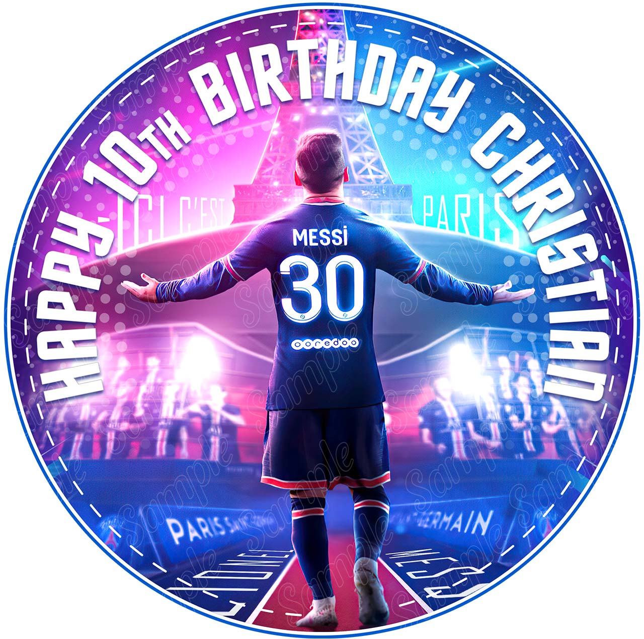 Leo Messi Paris Round – Icing Sheet Birthday - Personalized Edible Cake Topper | Custom Icing Sheet | Birthday Cake Decoration | Photo Cake Image