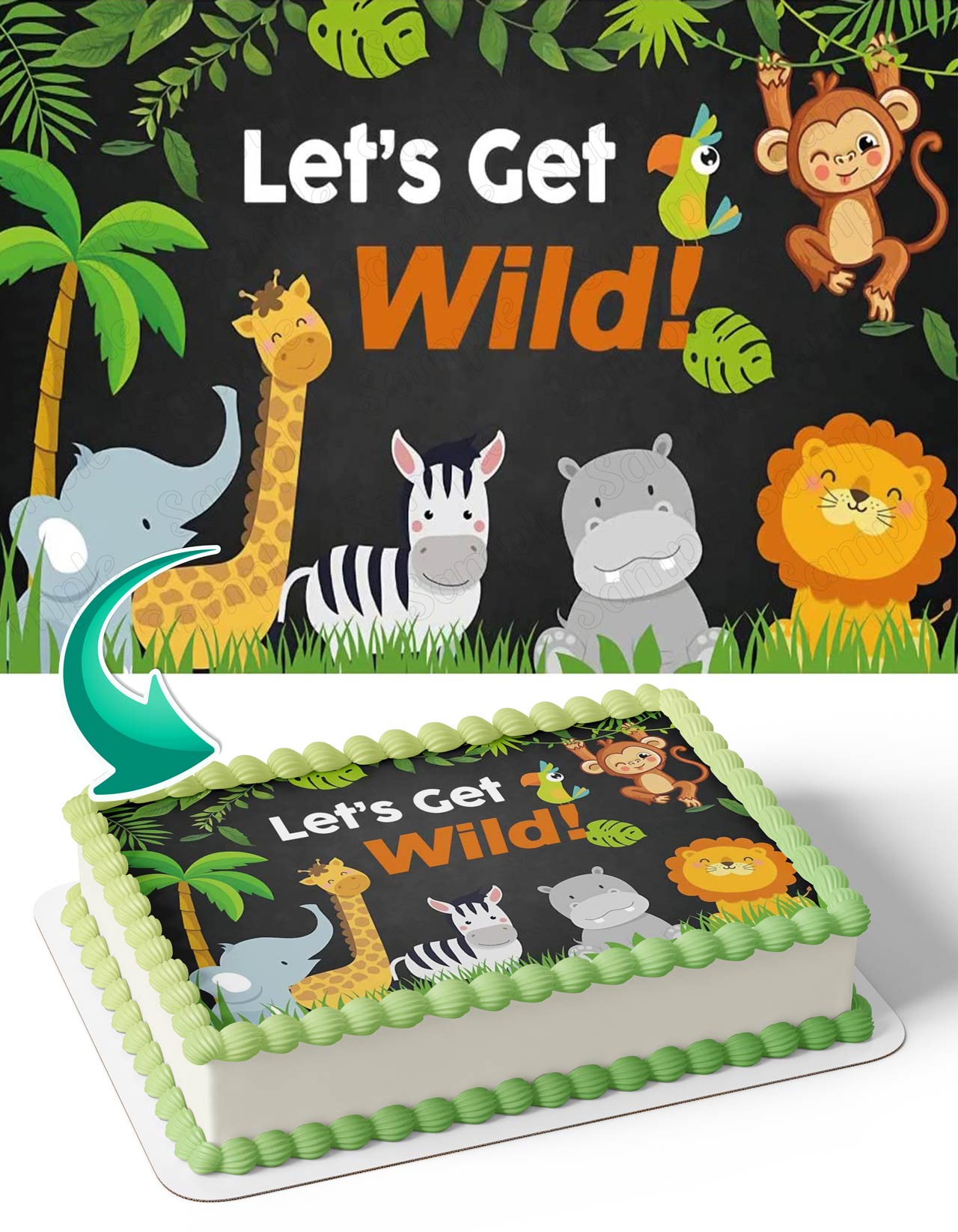 Lets Get Wild Baby Safari Jungle Animals Edible Cake Topper