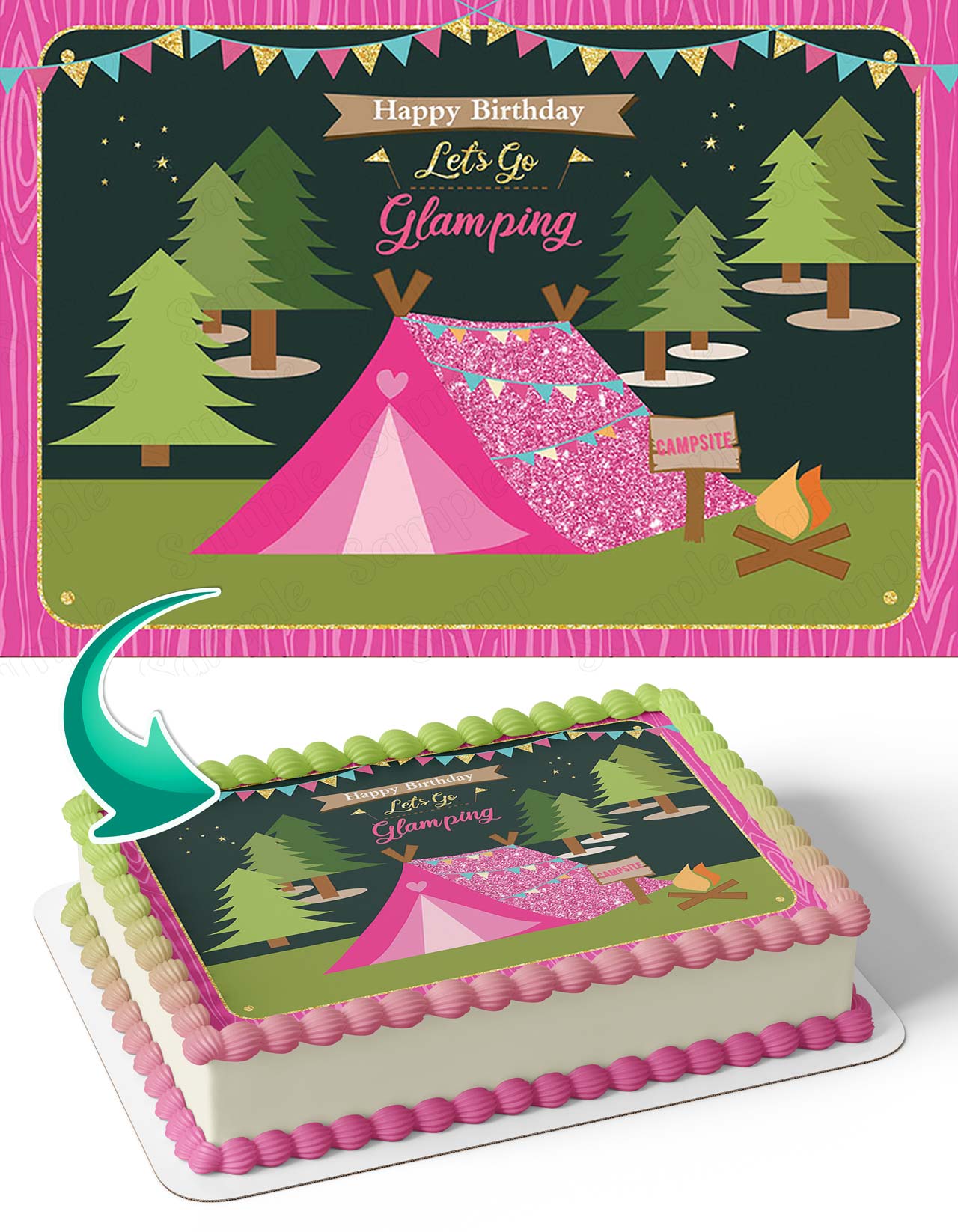 Lets Go Camping Pink Girls LGC Edible Cake Topper