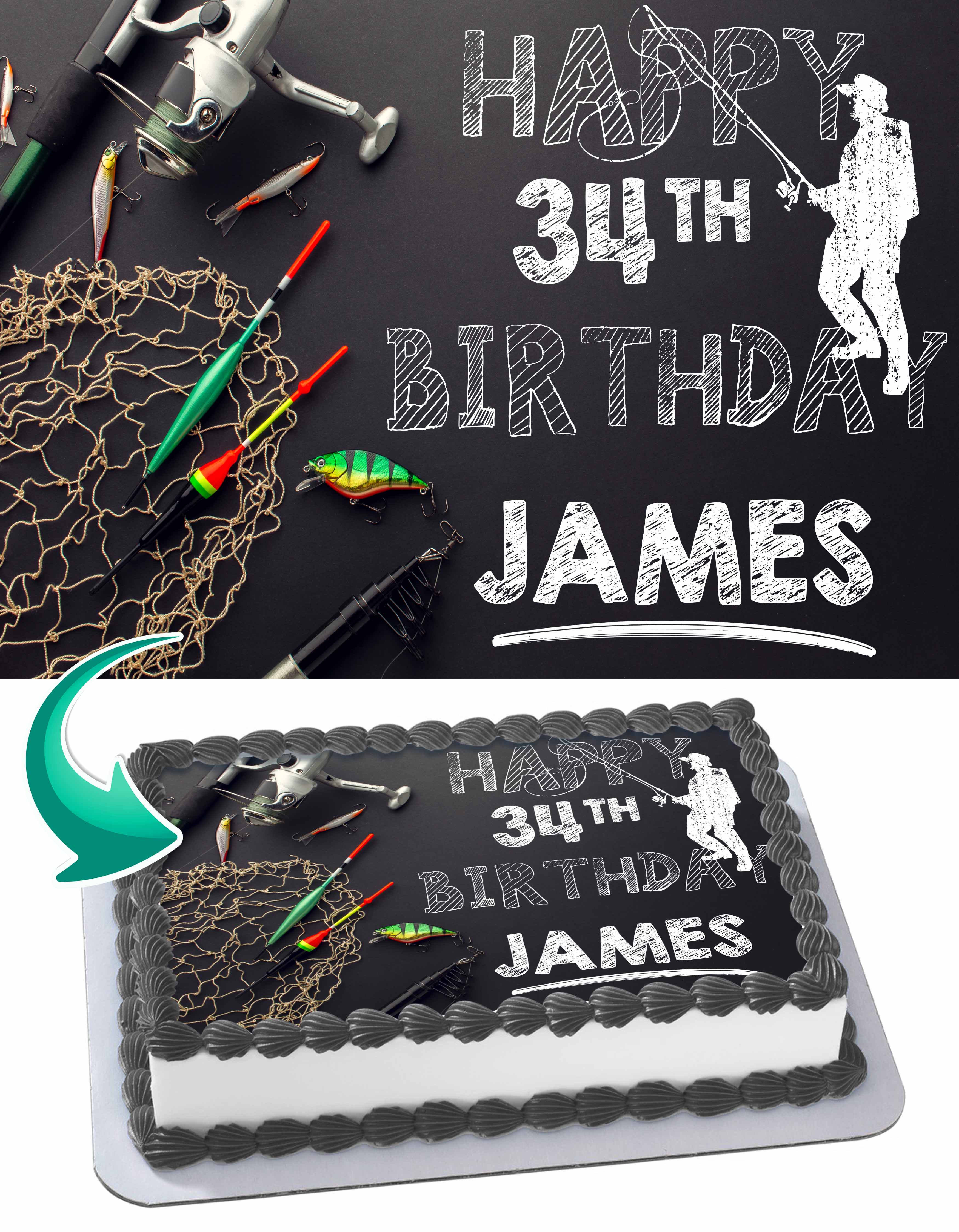 Lets Go Fishing Fish Edible Cake Topper