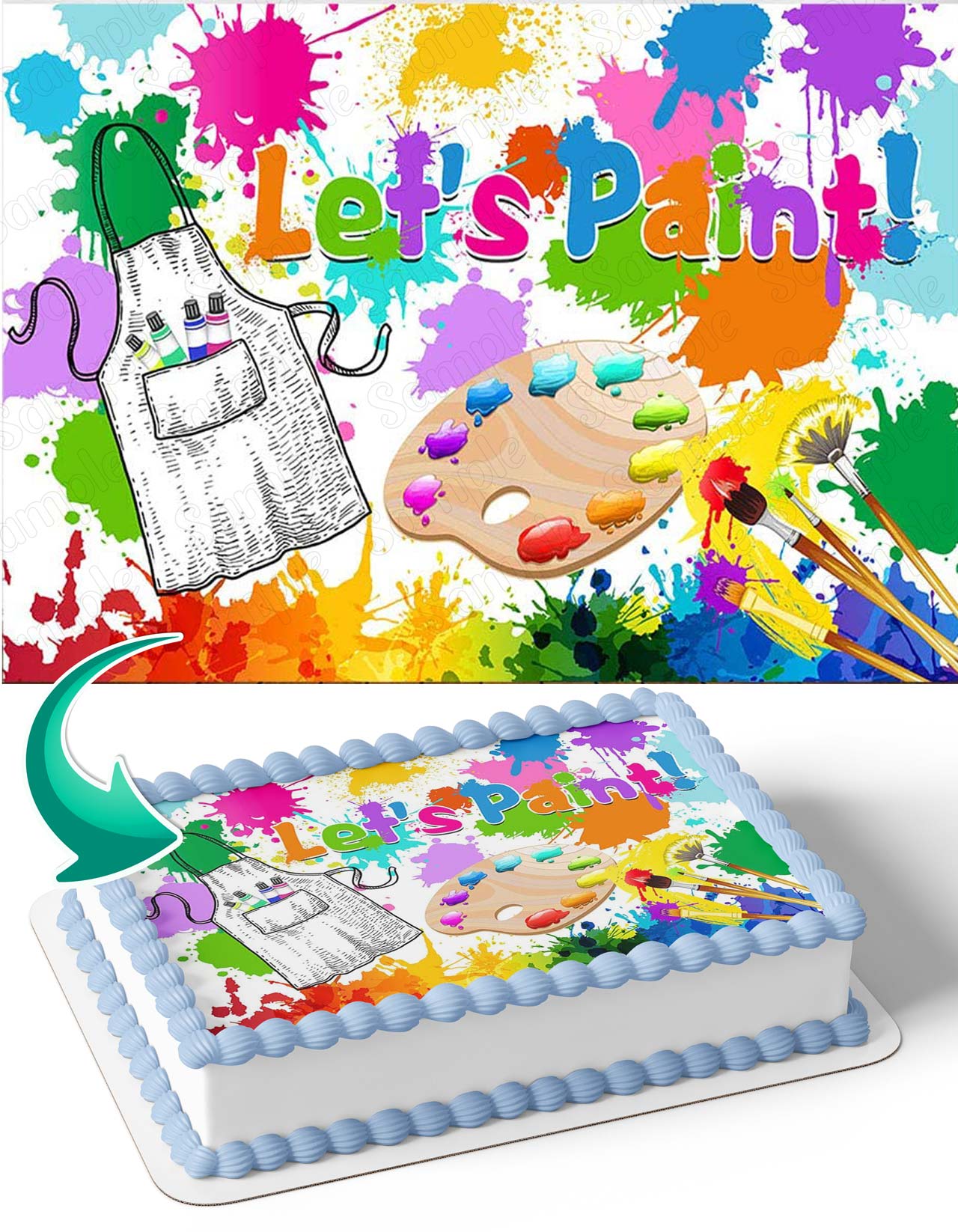 Lets Paint Splash Painting Art Edible Cake Topper