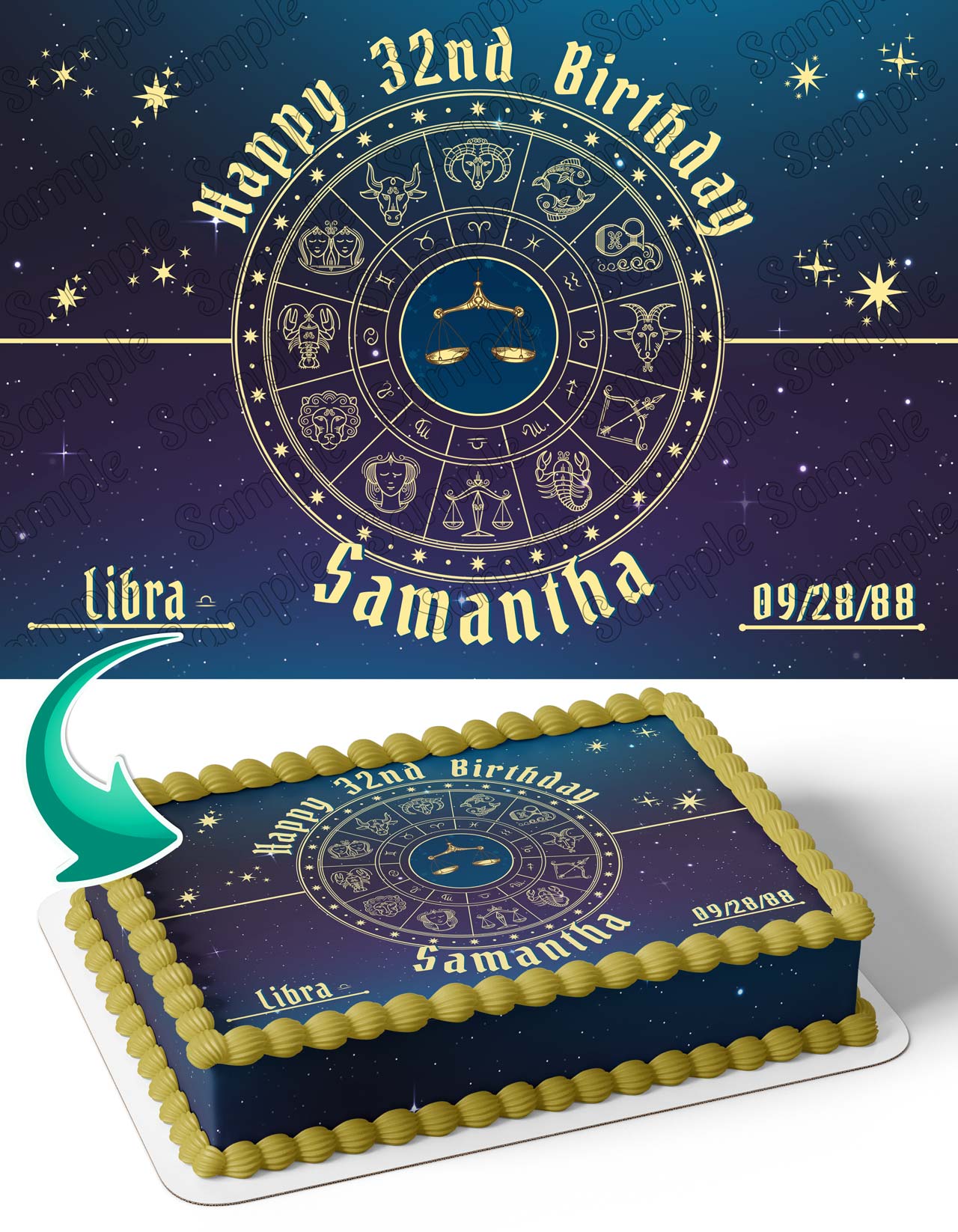 Libra Horoscope Astrology Zodiac Edible Cake Topper