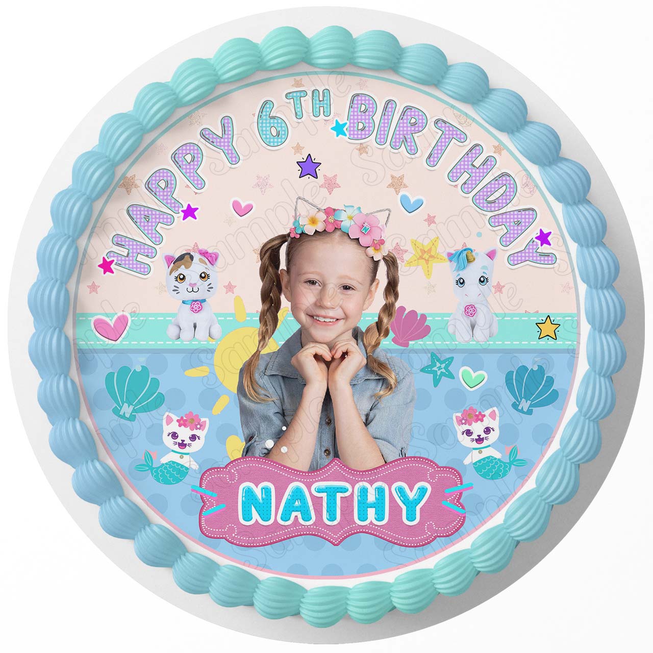 Like Nastya Girls Cute Princess Pink Round – Icing Sheet Birthday - Personalized Edible Cake Topper | Custom Icing Sheet | Birthday Cake Decoration
