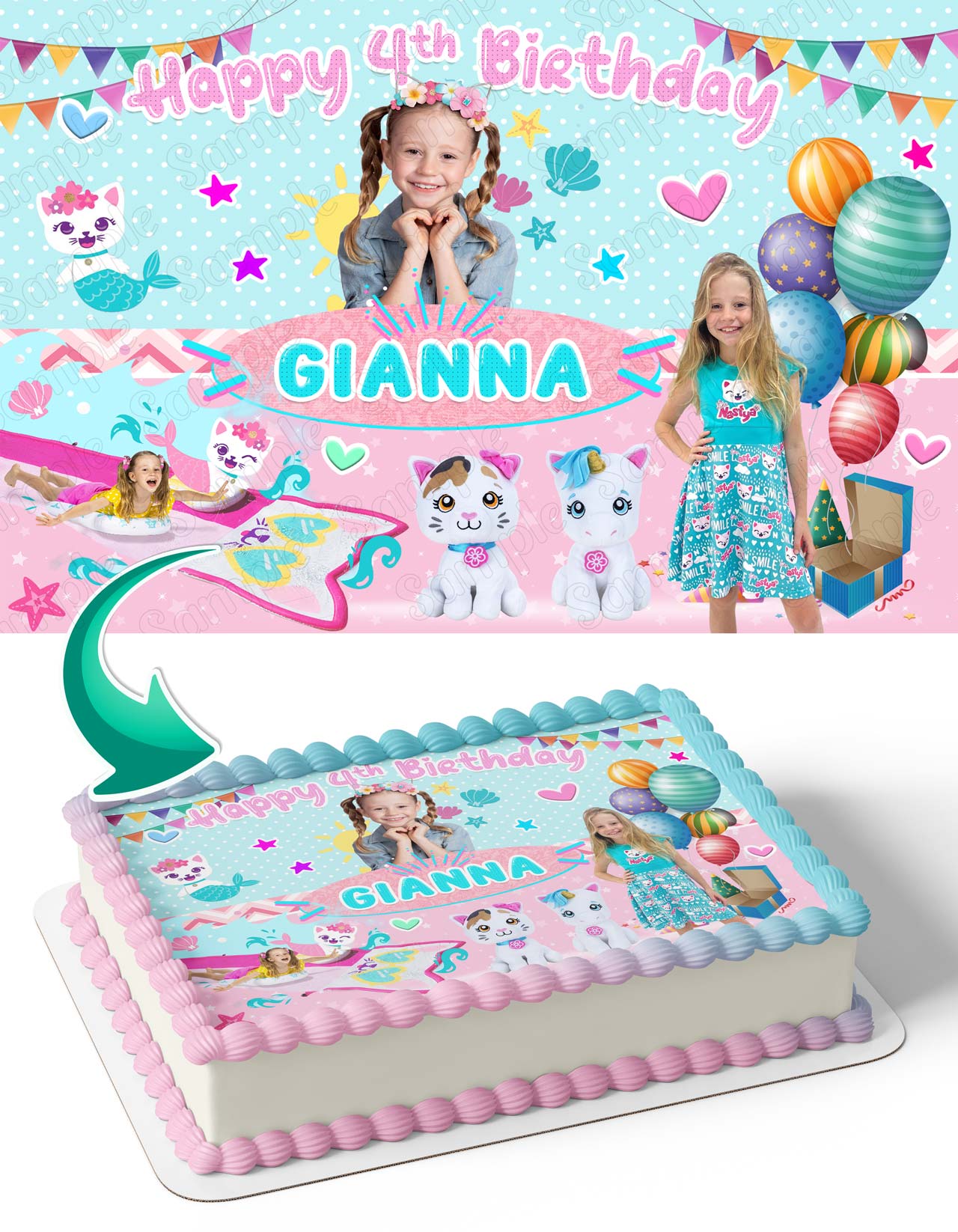 Like Nastya Pink Girls Cute Youtube Edible Cake Topper