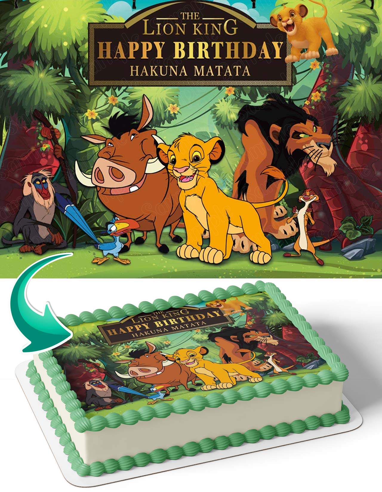 Lion King Timon Pumba Hakuna Matata Edible Cake Topper