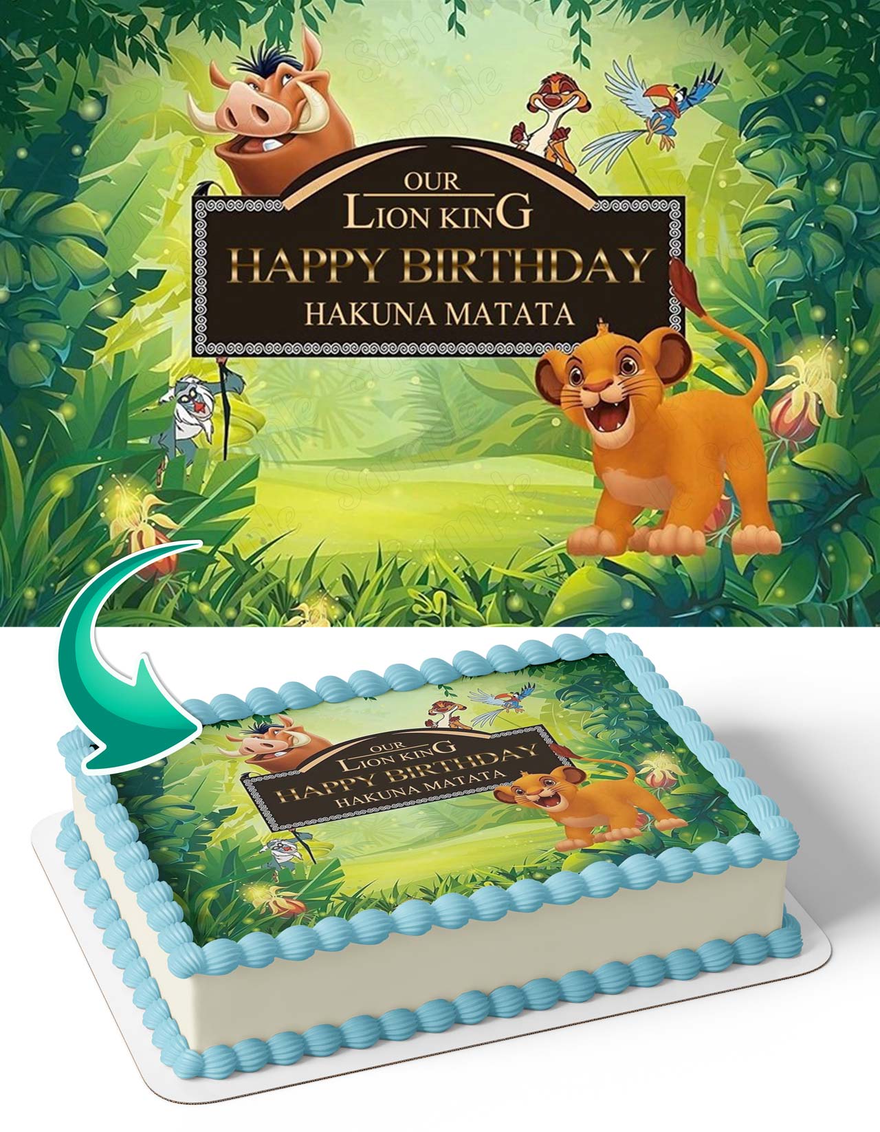 Lion King Timon Pumba Kids Edible Cake Topper
