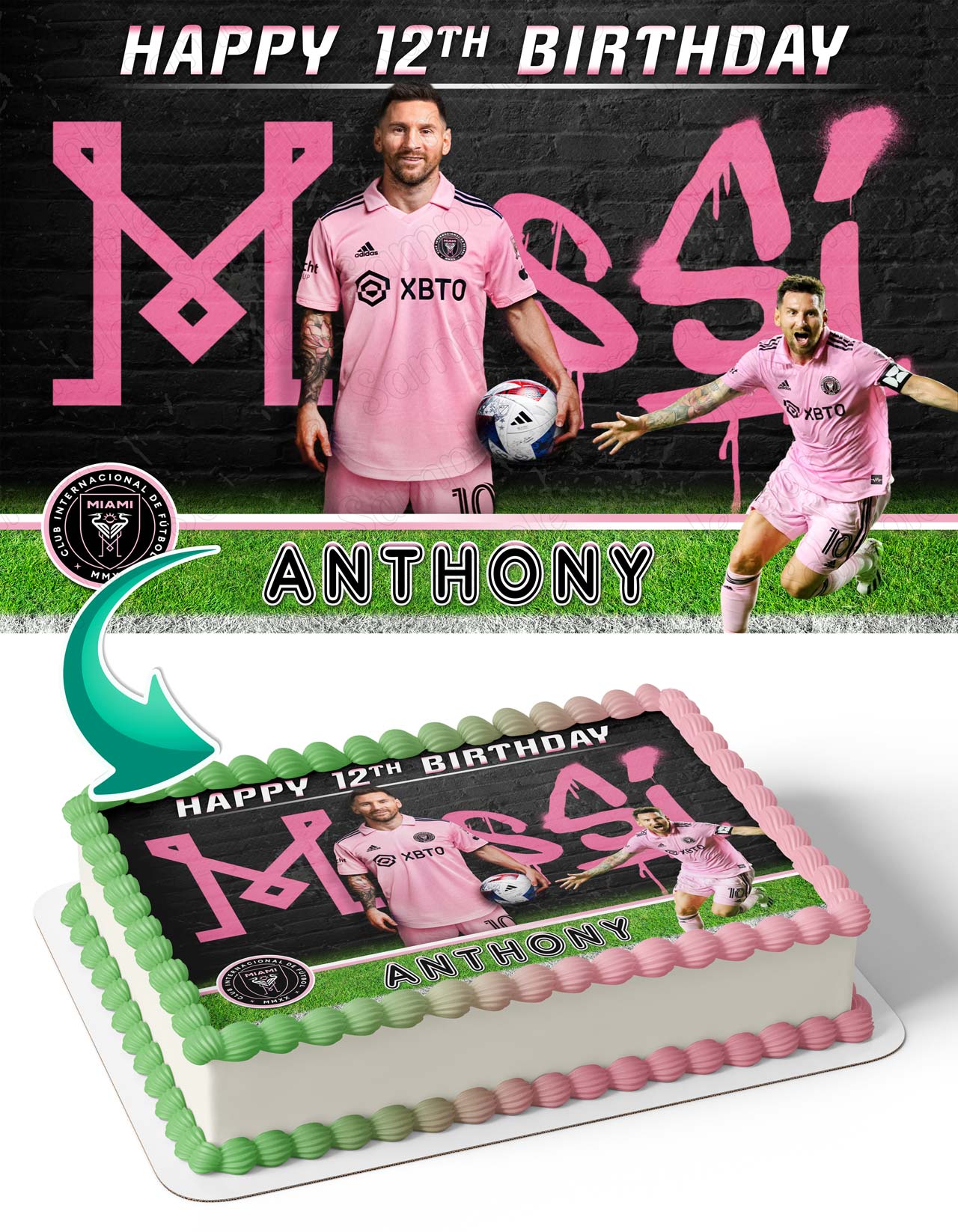 Lionel Messi Inter Miami FC Edible Cake Topper