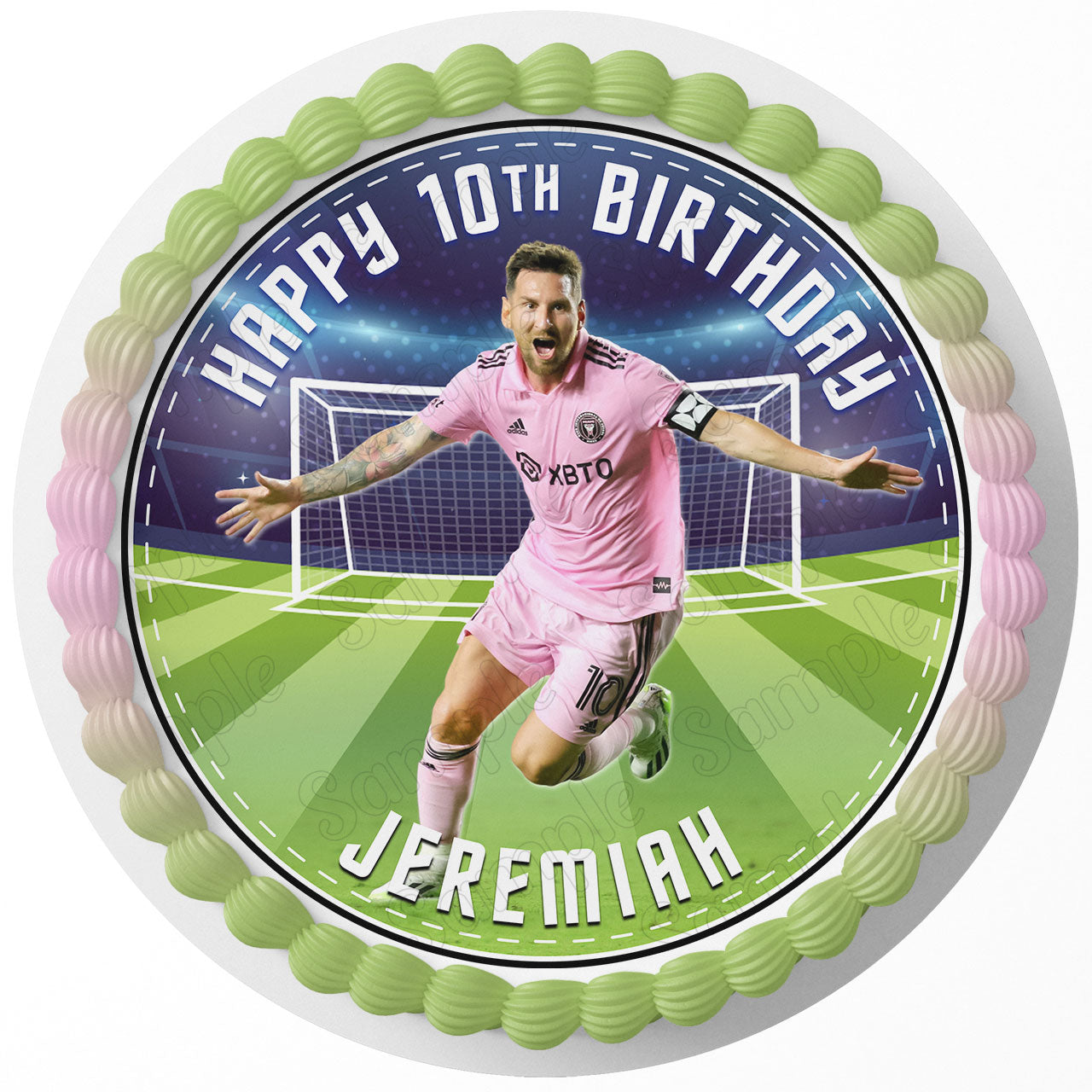Messi Miami Round – Icing Sheet Birthday - Personalized Edible Cake Topper | Custom Icing Sheet | Birthday Cake Decoration | Photo Cake Image