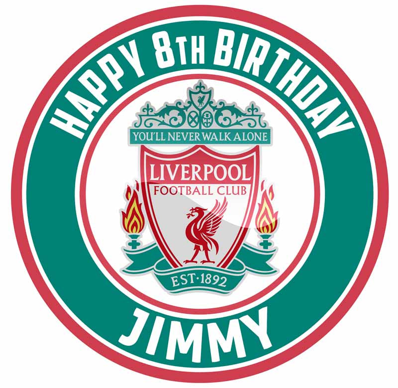 Liverpool FC Round – Icing Sheet Birthday - Personalized Edible Cake Topper | Custom Icing Sheet | Birthday Cake Decoration | Photo Cake Image