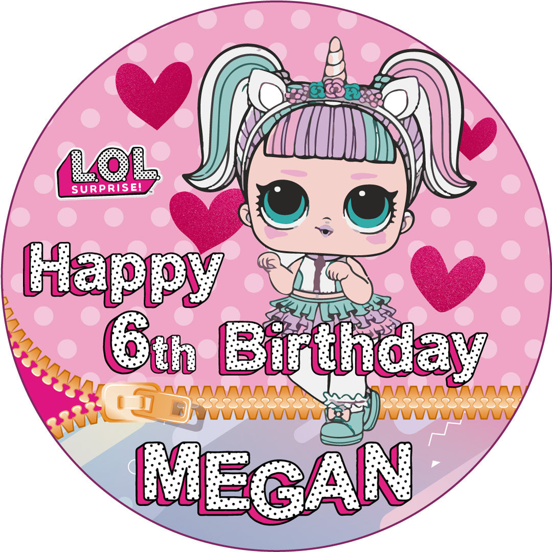 LOL Surprise Dolls SD Round – Icing Sheet Birthday - Personalized Edible Cake Topper | Custom Icing Sheet | Birthday Cake Decoration