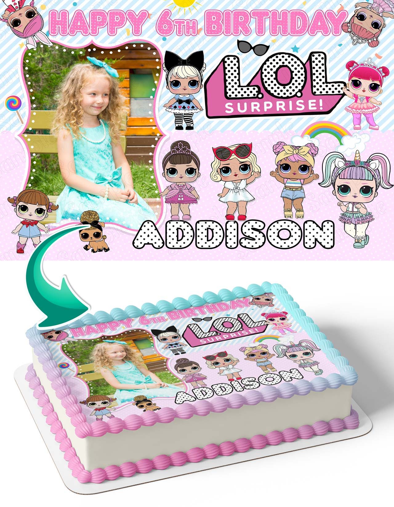 LOL Surprise Photo Frame – Birthday Image - Personalized Edible Cake Topper | Custom Icing Sheet | Birthday Cake Decoration | Photo Cake Image