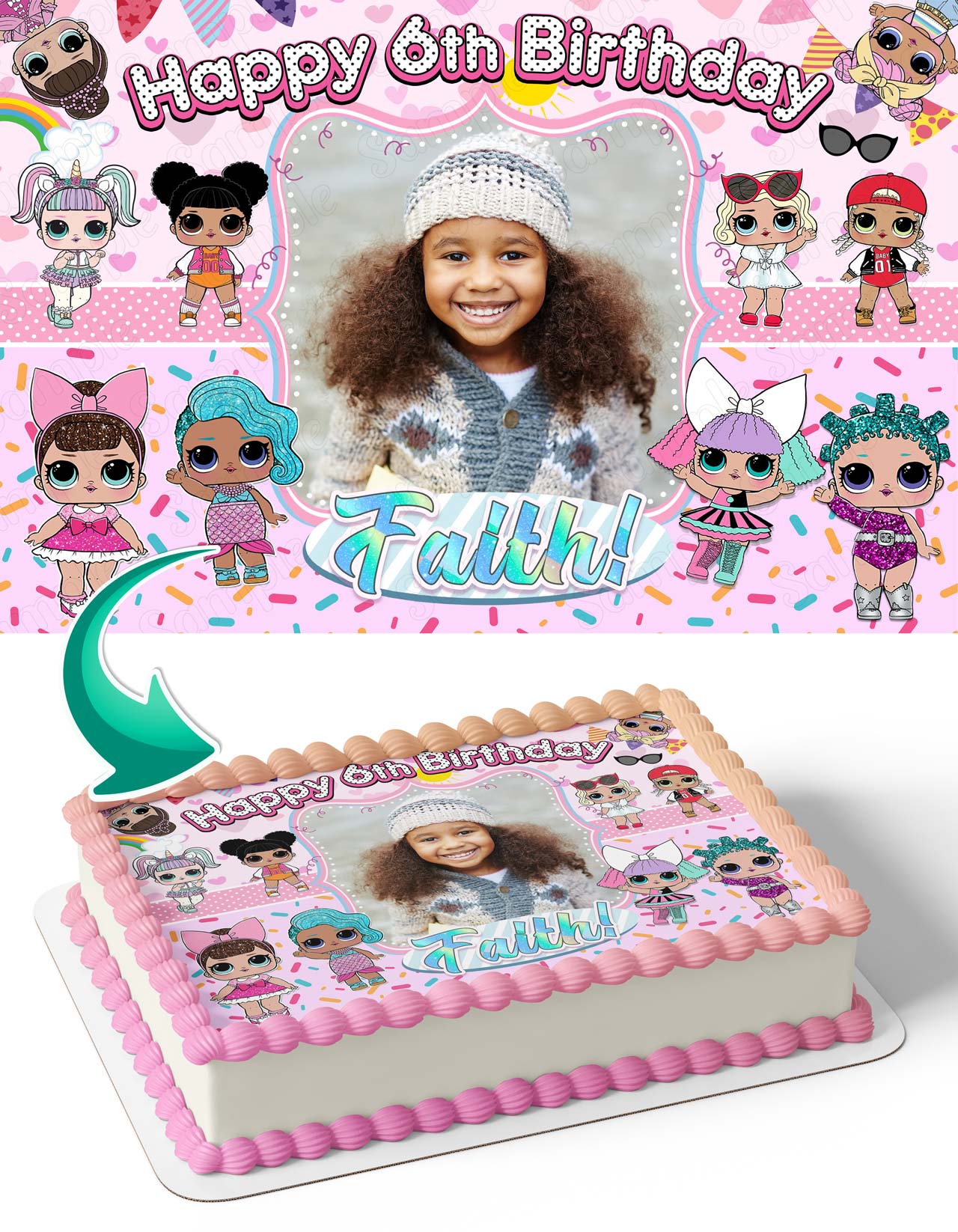 LOL Surprise Photo Frame – Birthday Image - Personalized Edible Cake Topper | Custom Icing Sheet | Birthday Cake Decoration | Photo Cake Image
