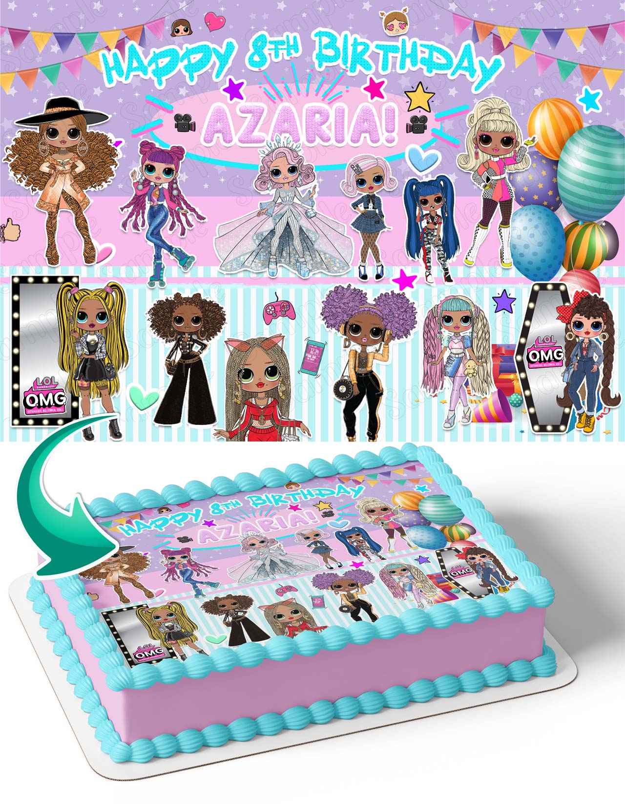 LOL Surprise OMG Dolls Edible Cake Topper