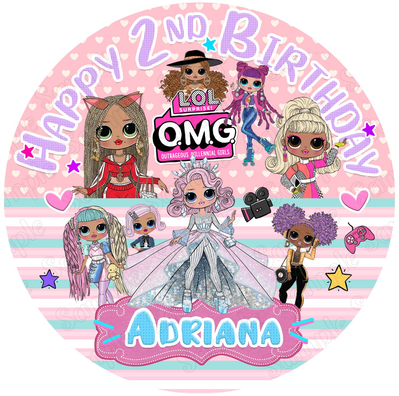LOL Surprise OMG Dolls Round – Icing Sheet Birthday - Personalized Edible Cake Topper | Custom Icing Sheet | Birthday Cake Decoration