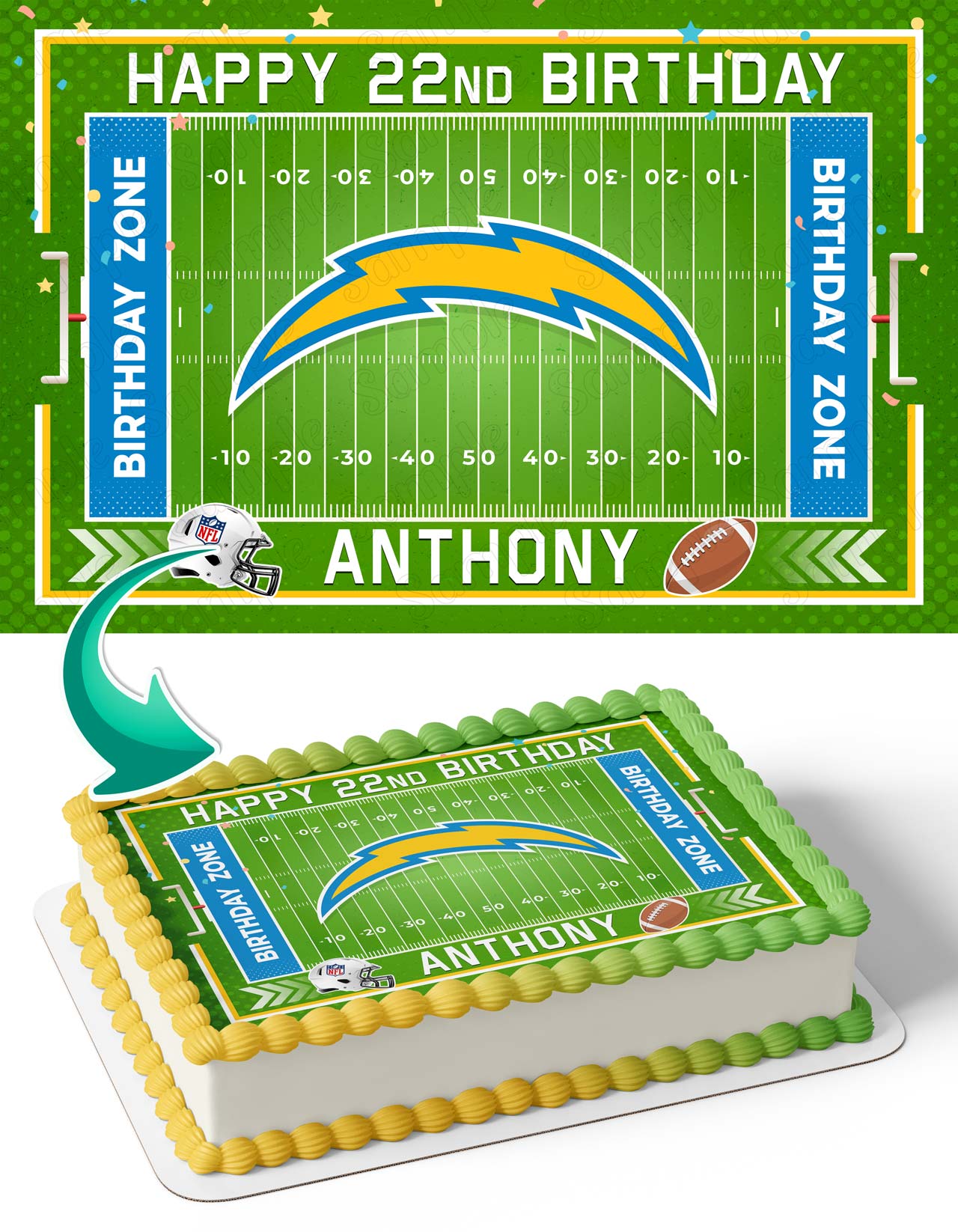 Los Angeles Chargers Edible Cake Topper