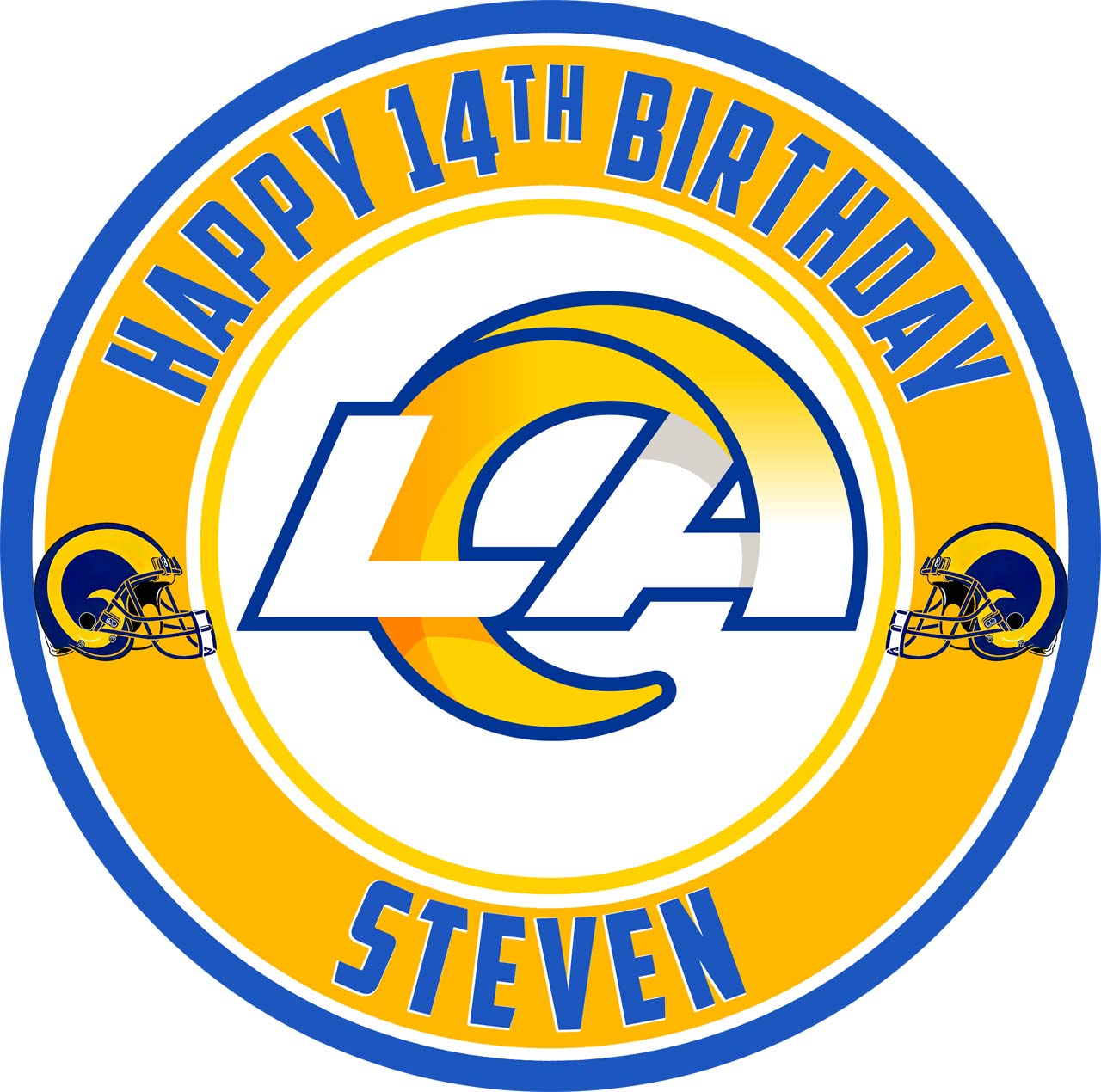 Los Angeles Rams Round – Icing Sheet Birthday - Personalized Edible Cake Topper | Custom Icing Sheet | Birthday Cake Decoration | Photo Cake Image