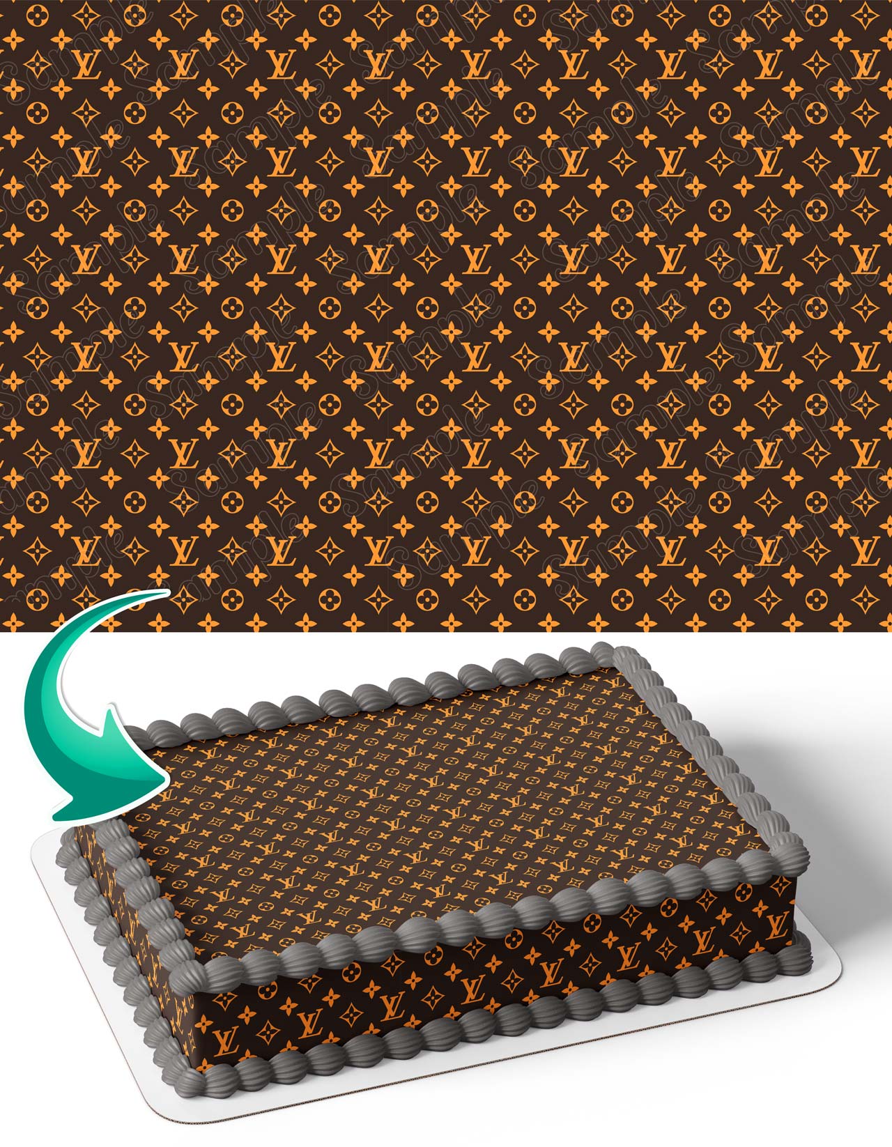 Luis Fashion Girls VittonBrown Orange Wrap Edible Cake Topper