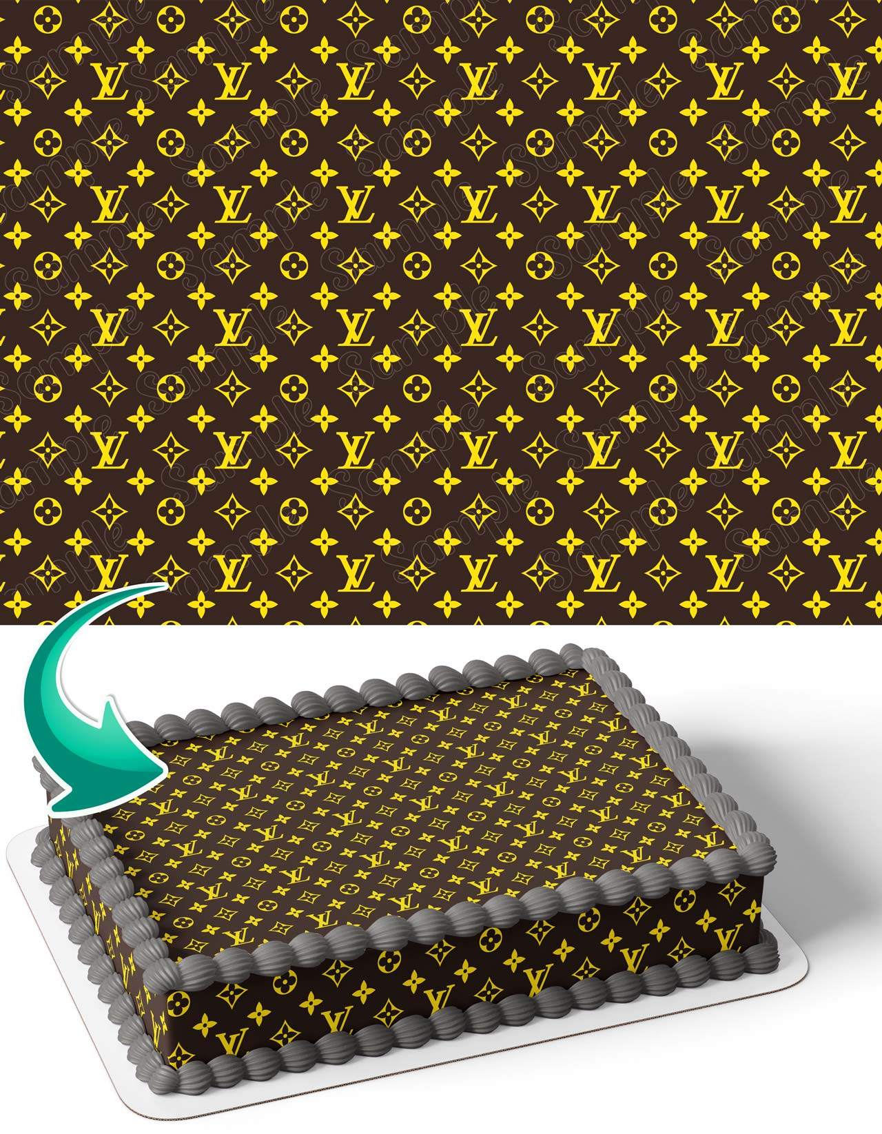 Luis Fashion Girls VittonBrown Yellow Wrap Edible Cake Topper