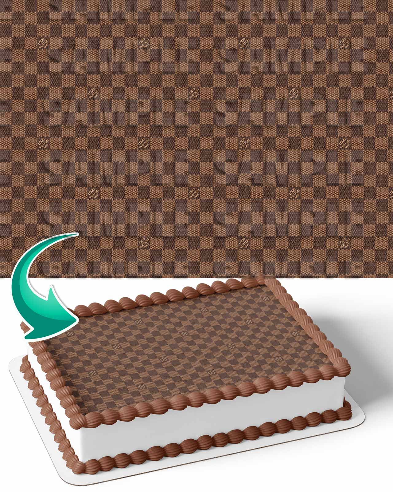 Luis Fashion Girls VittonCheckerboard Neverfull Damier Edible Cake Topper