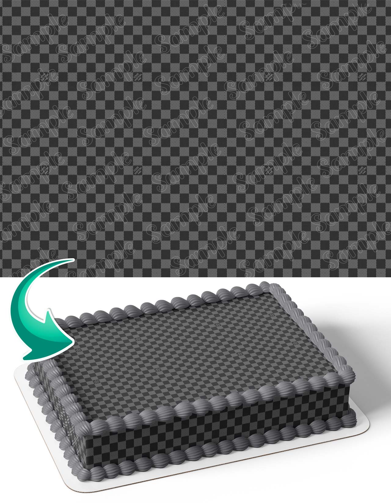 Luis Fashion Girls VittonDamier Black Grey Patterns Layout Wrap OG Edible Cake Topper