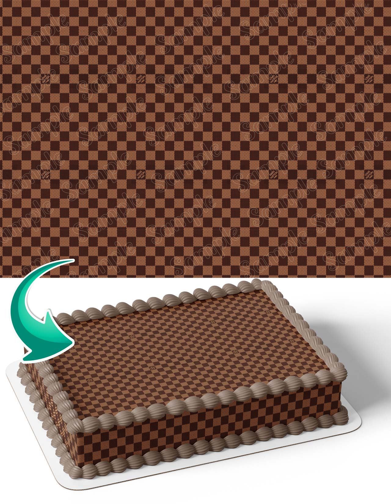 Luis Fashion Girls VittonDamier Patterns Layout Wrap OG Edible Cake Topper