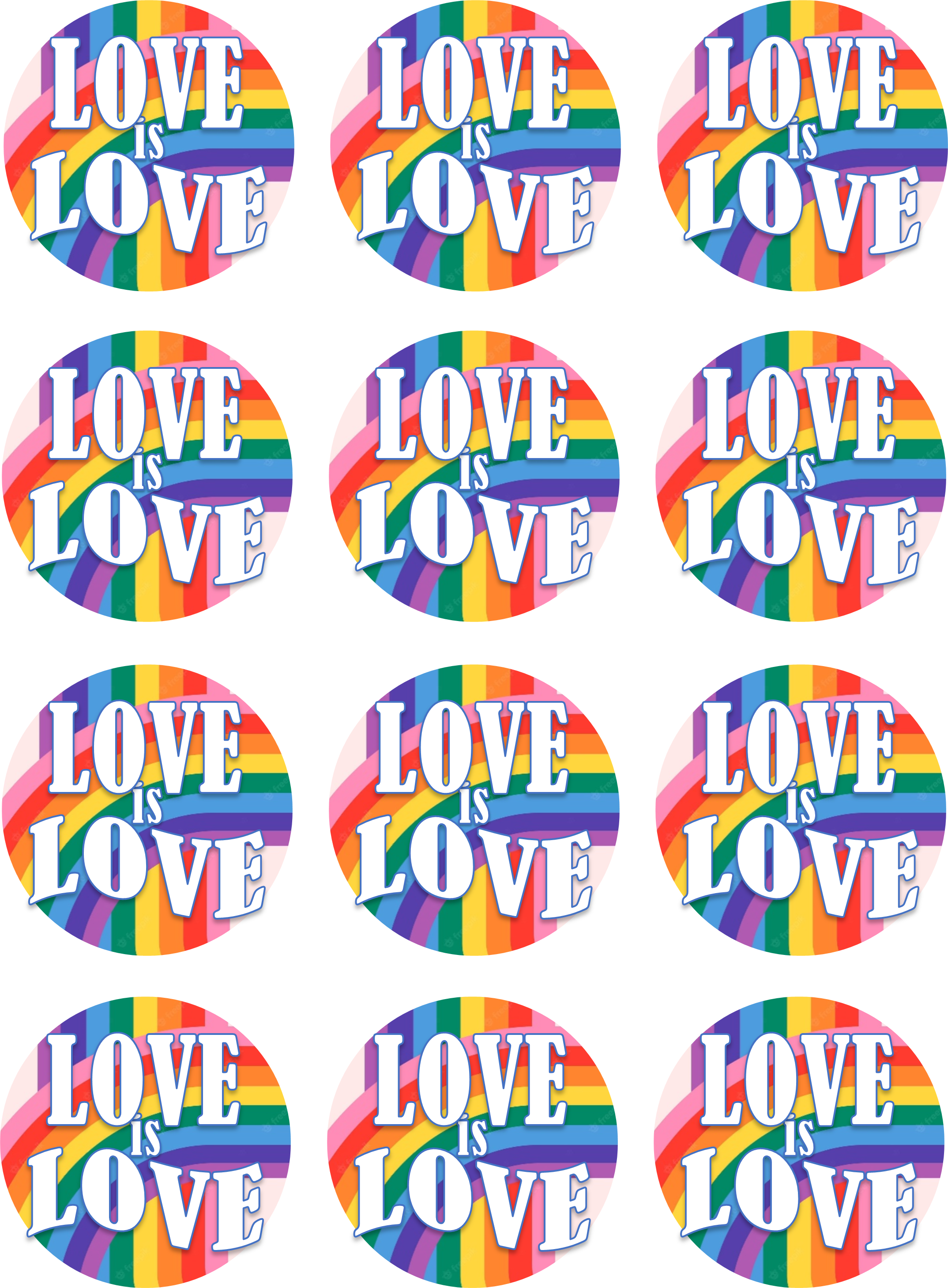 Love is Love Edible Cupcake Toppers – Round Icing Sheet Birthday - Edible Cake Topper | Icing Sheet | Birthday Cake Decoration