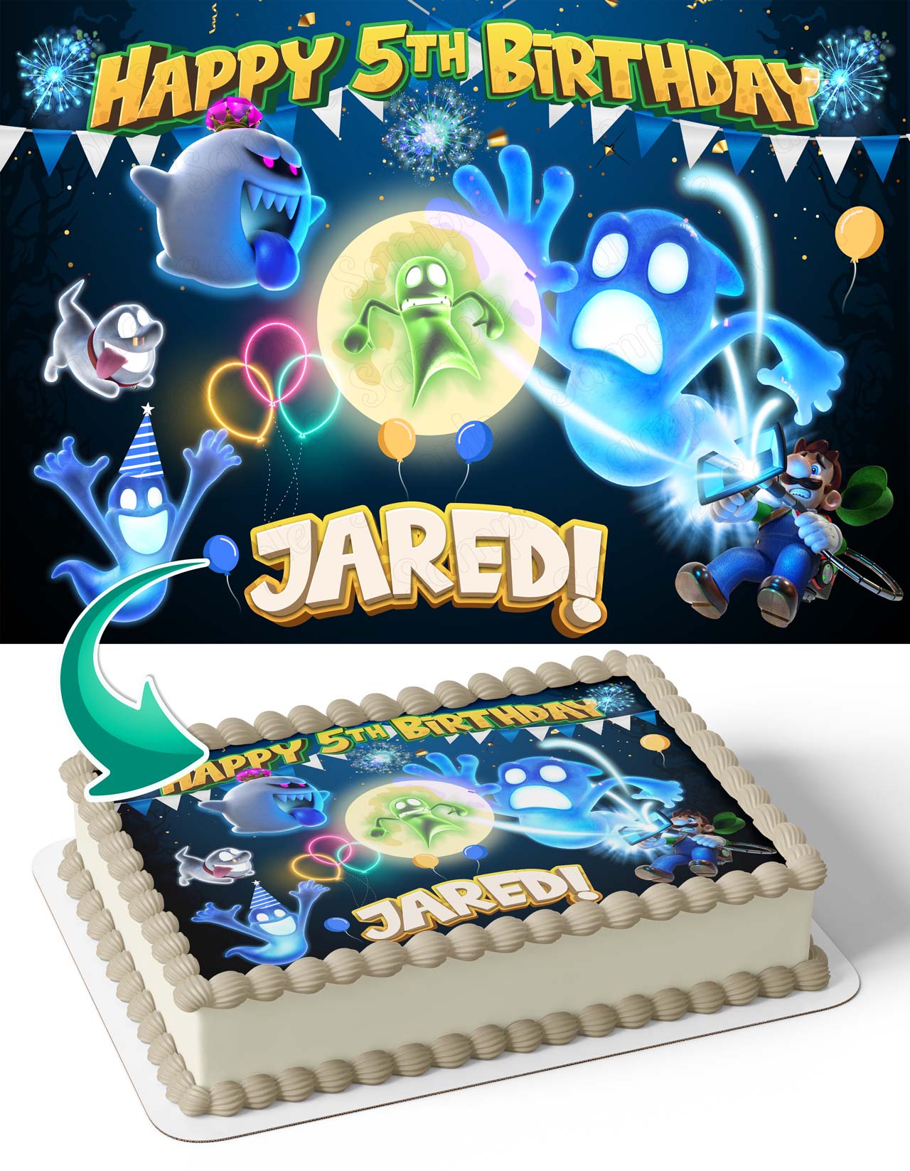 Luigi Mansion Mario Friends Scary Edible Cake Topper