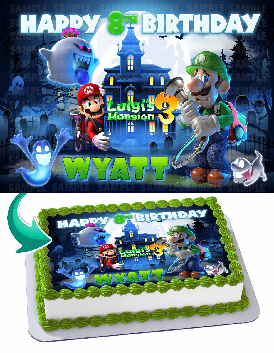 Luigis Mansion 3 Mario Edible Cake Topper