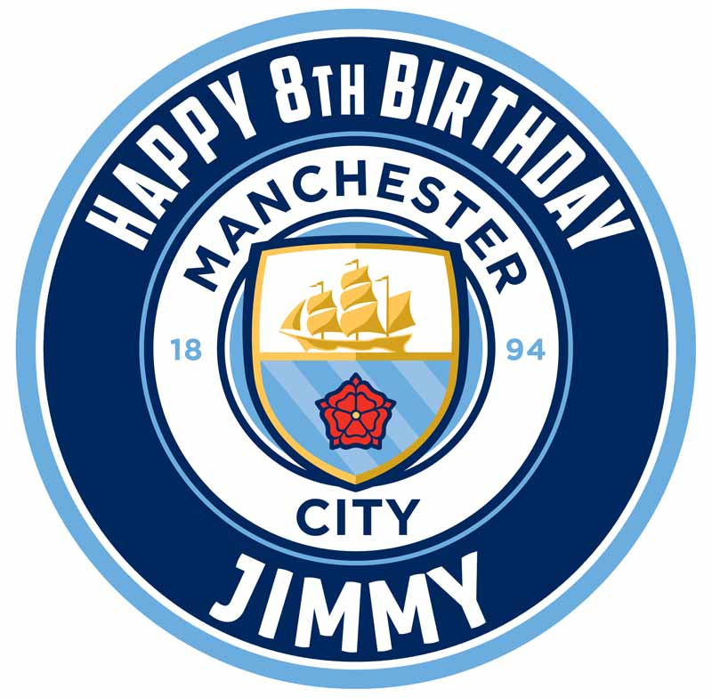 Manchester City FC Round – Icing Sheet Birthday - Personalized Edible Cake Topper | Custom Icing Sheet | Birthday Cake Decoration