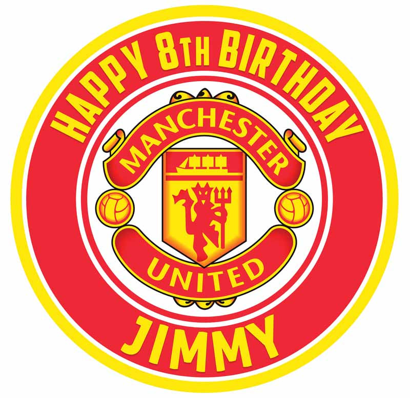 Manchester United FC Round – Icing Sheet Birthday - Personalized Edible Cake Topper | Custom Icing Sheet | Birthday Cake Decoration
