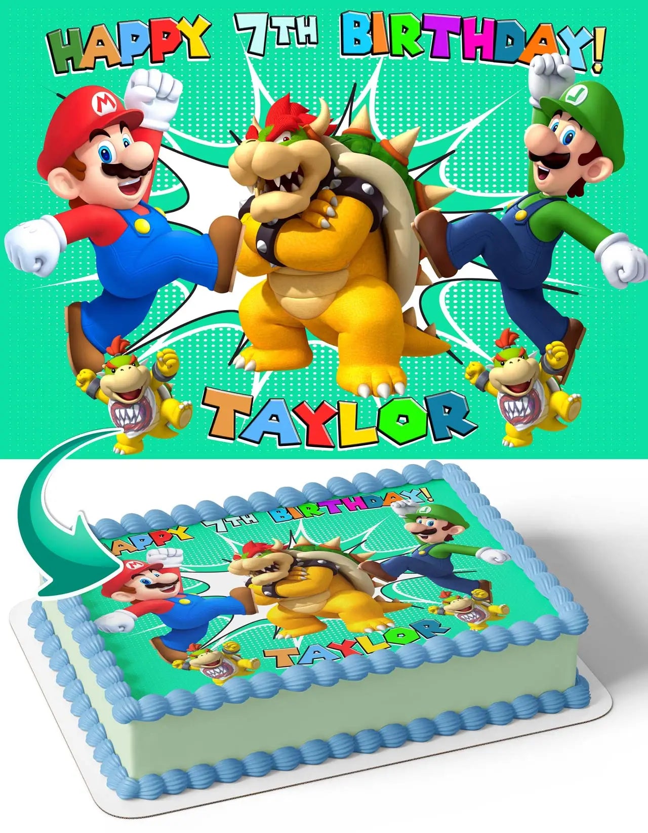 Mario Bowser Luigi Edible Cake Topper