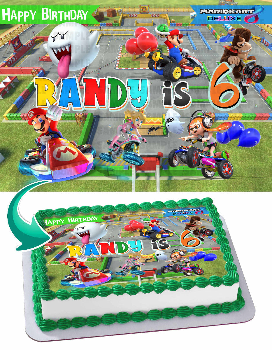 Mario kart 8 Deluxe Edible Cake Topper