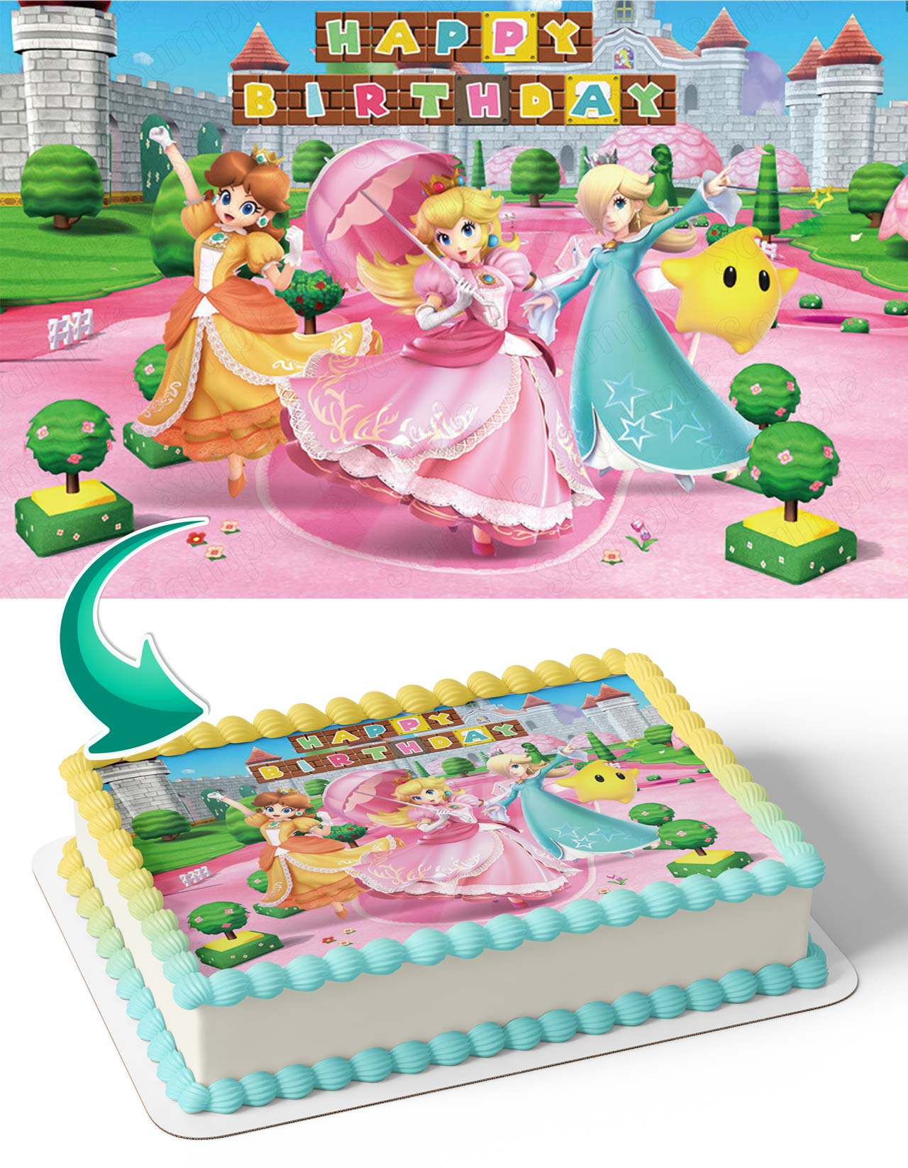 Mario Friends Princess Peach Rosalina Daisy Edible Cake Topper