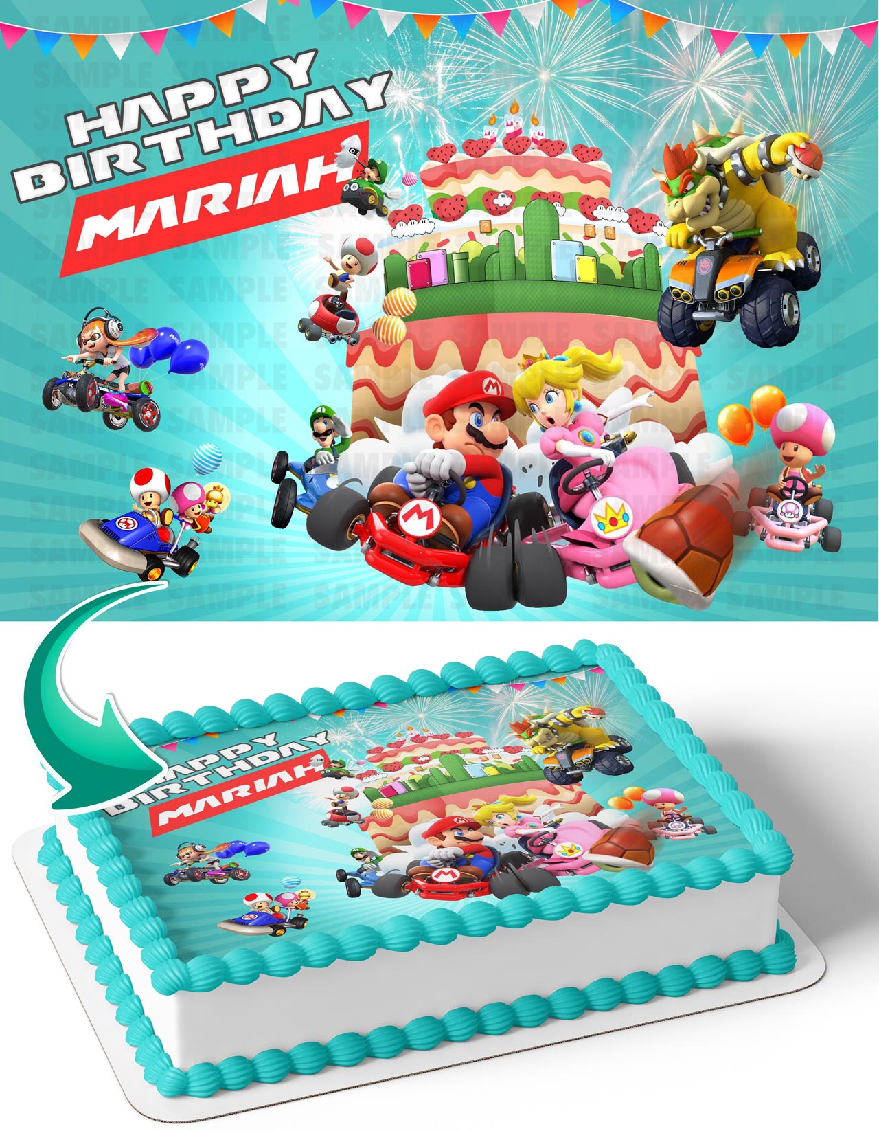 Mario Kart 8 Deluxe MK Edible Cake Topper