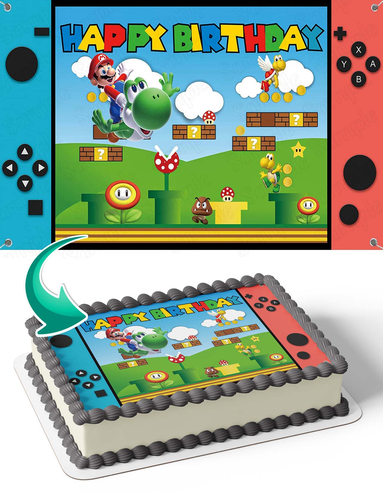 Mario Luigi Gaming Switch Edible Cake Topper