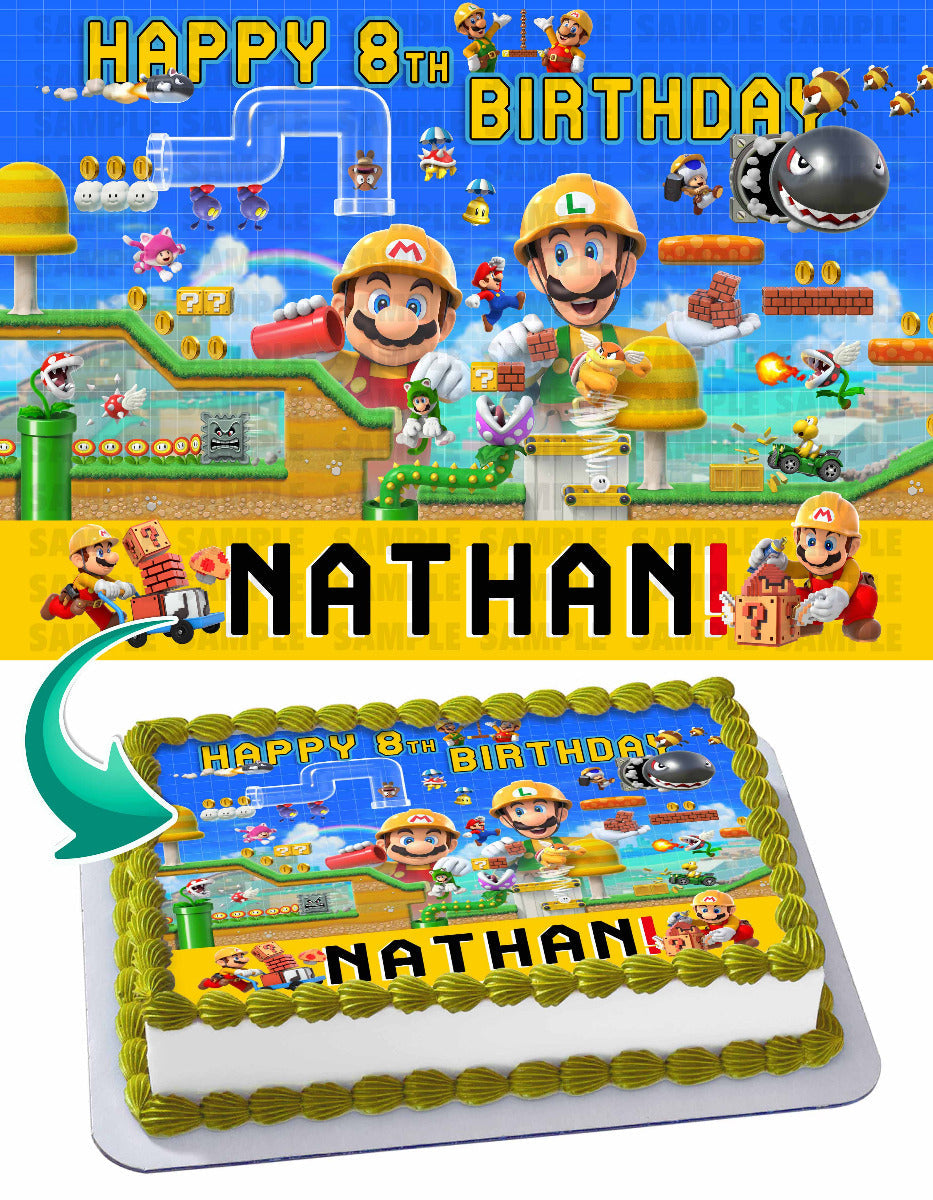 Mario Maker 2 Edible Cake Topper