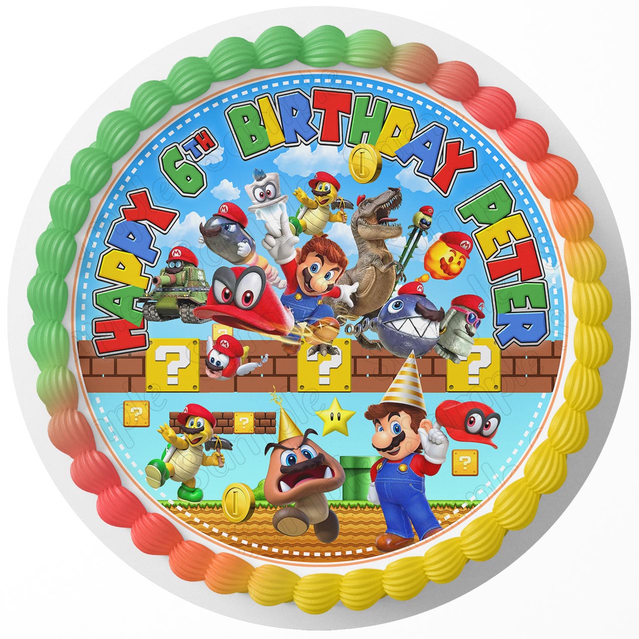 Mario Oddyssy Gamers Kids Fun Round – Icing Sheet Birthday - Personalized Edible Cake Topper | Custom Icing Sheet | Birthday Cake Decoration