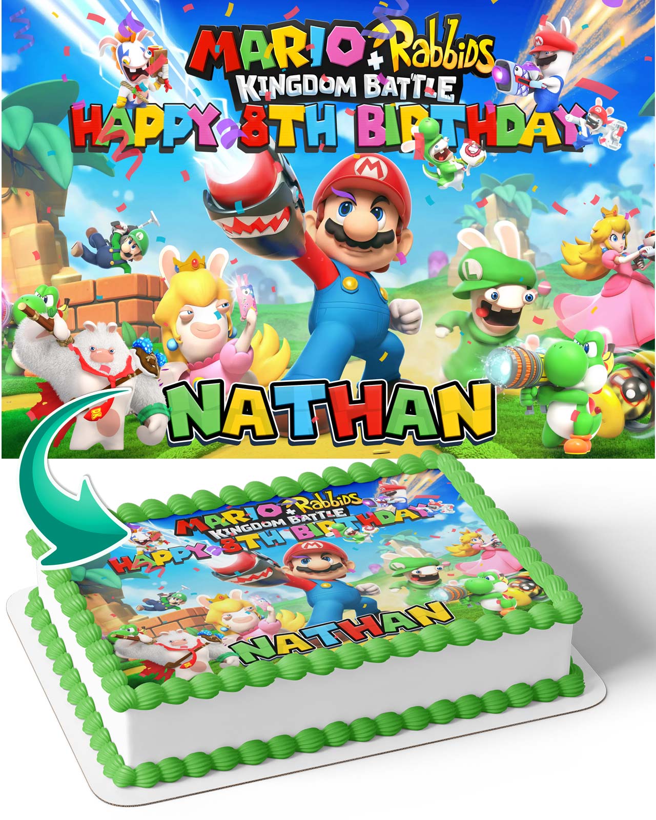 Mario Rabbids Kingdom Battle Edible Cake Topper
